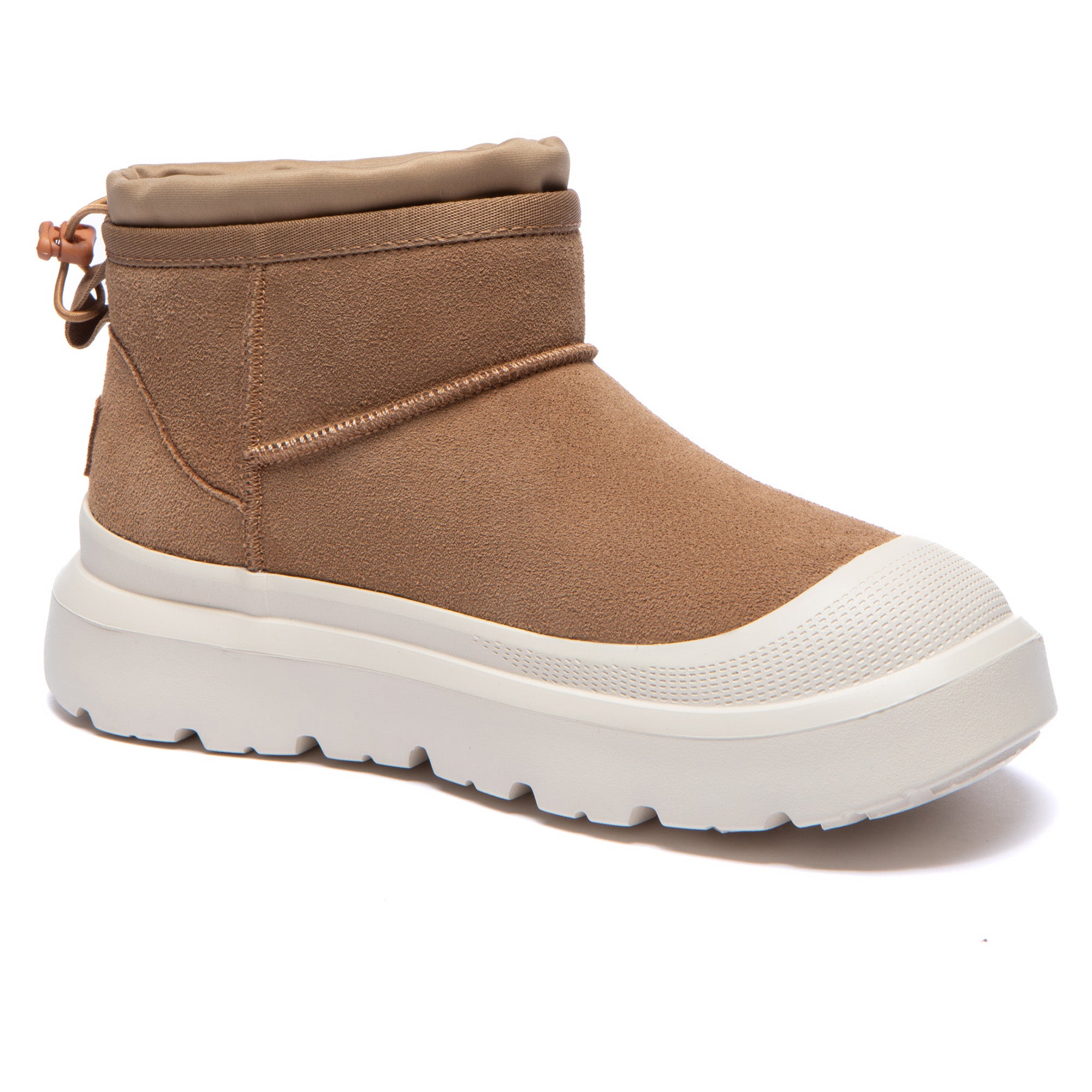 EverUgg UGG outdoor mini classic platform boots with a suede exterior, chunky sole, and ankle-high design.