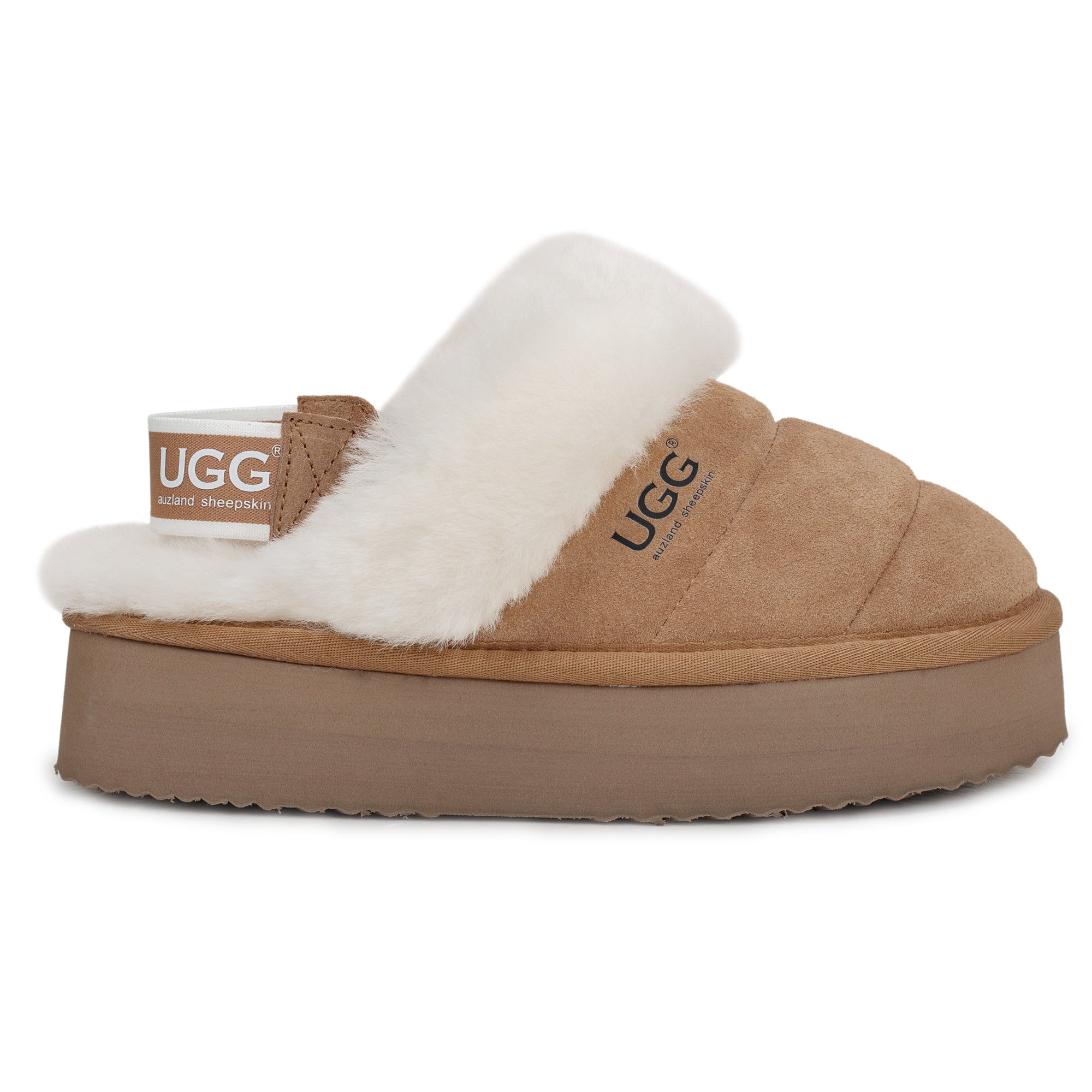 Auzland UGG Platform 3-in-1 Puffer Slippers with strap details, cozy puffer design, and cushioned sole for women.
