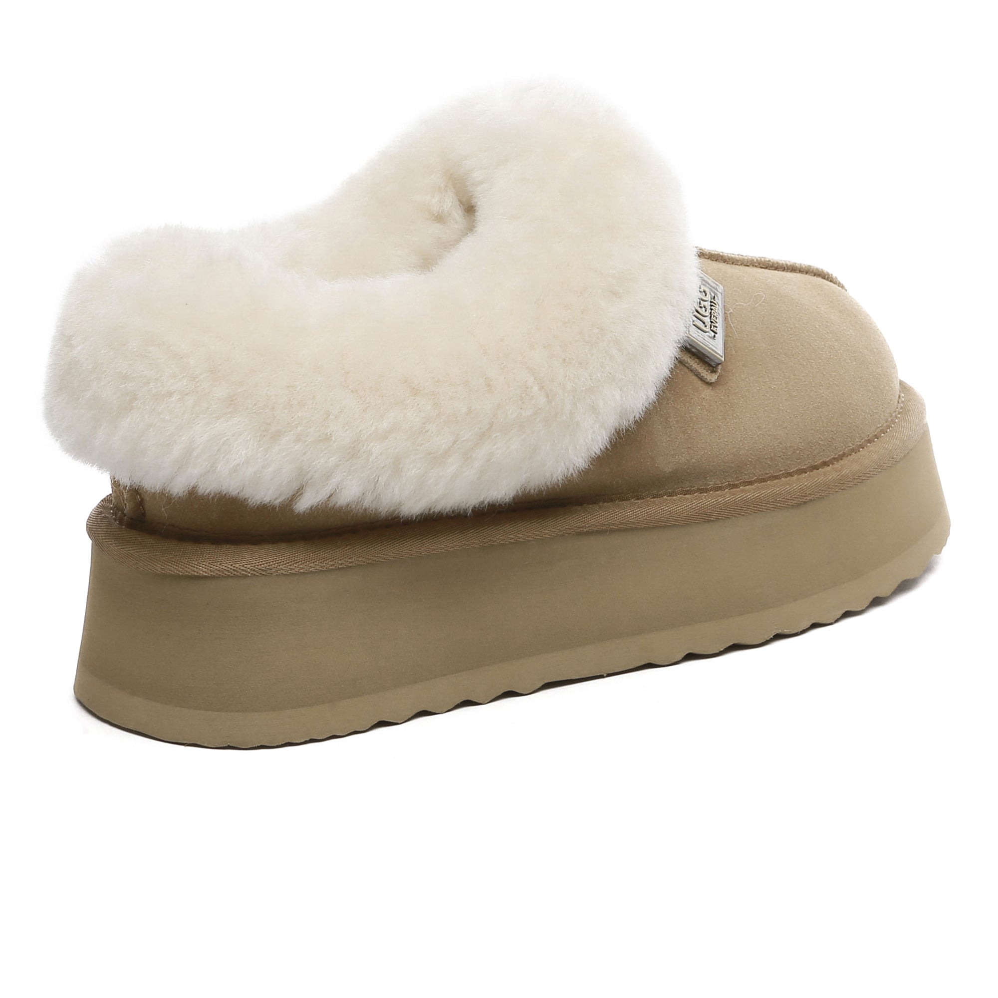 EverUgg UGG platform ankle slippers, cozy slip-on shoes with plush lining and chunky sole for comfortable indoor wear.