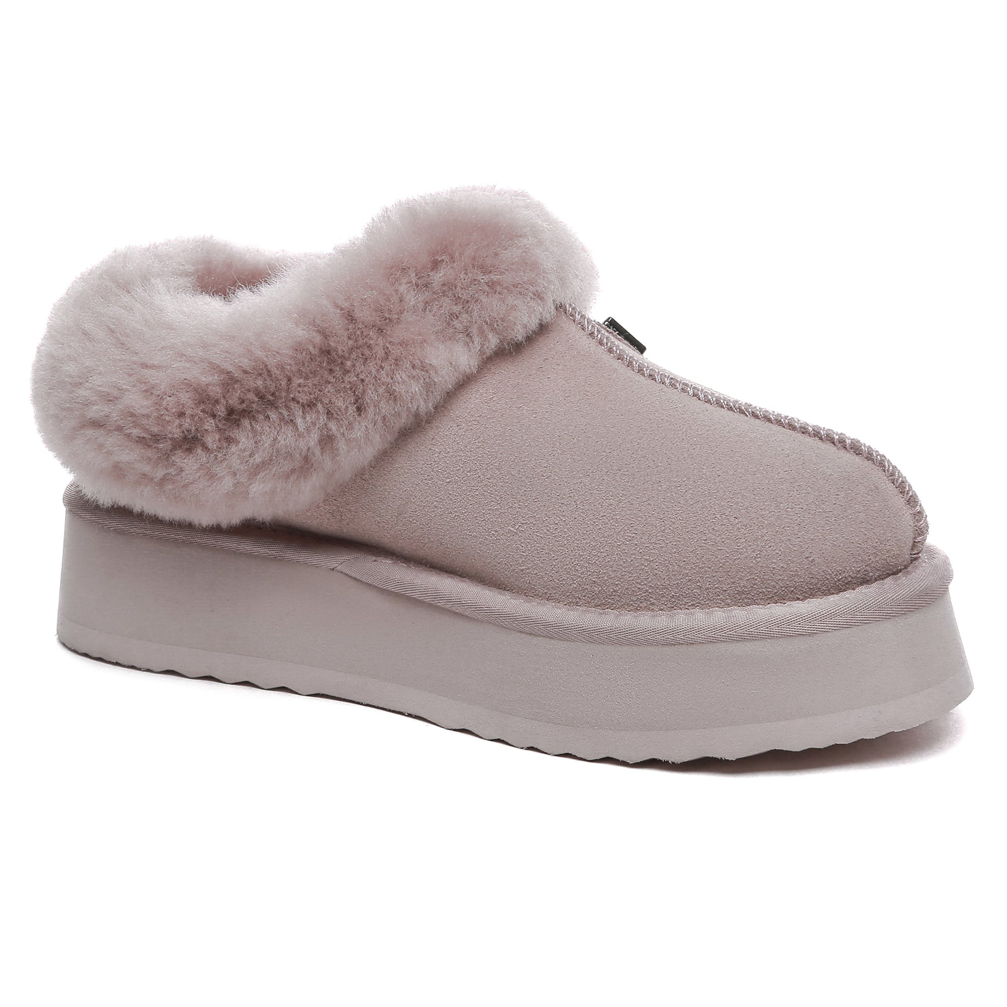 EverUgg UGG platform ankle slippers, cozy slip-on shoes with thick soles and soft plush material, styled for casual comfort.