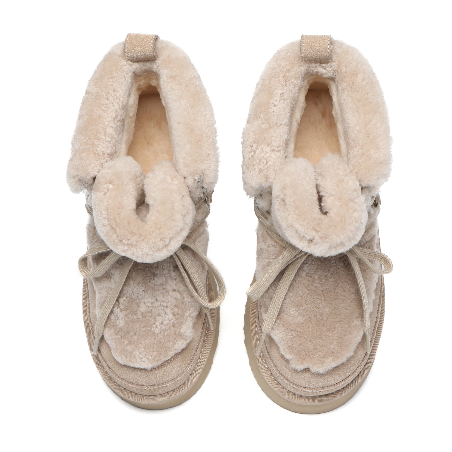 EverUgg platform lace-up women's shearling UGG boots, featuring a stylish design with shearling upper and rugged sole.