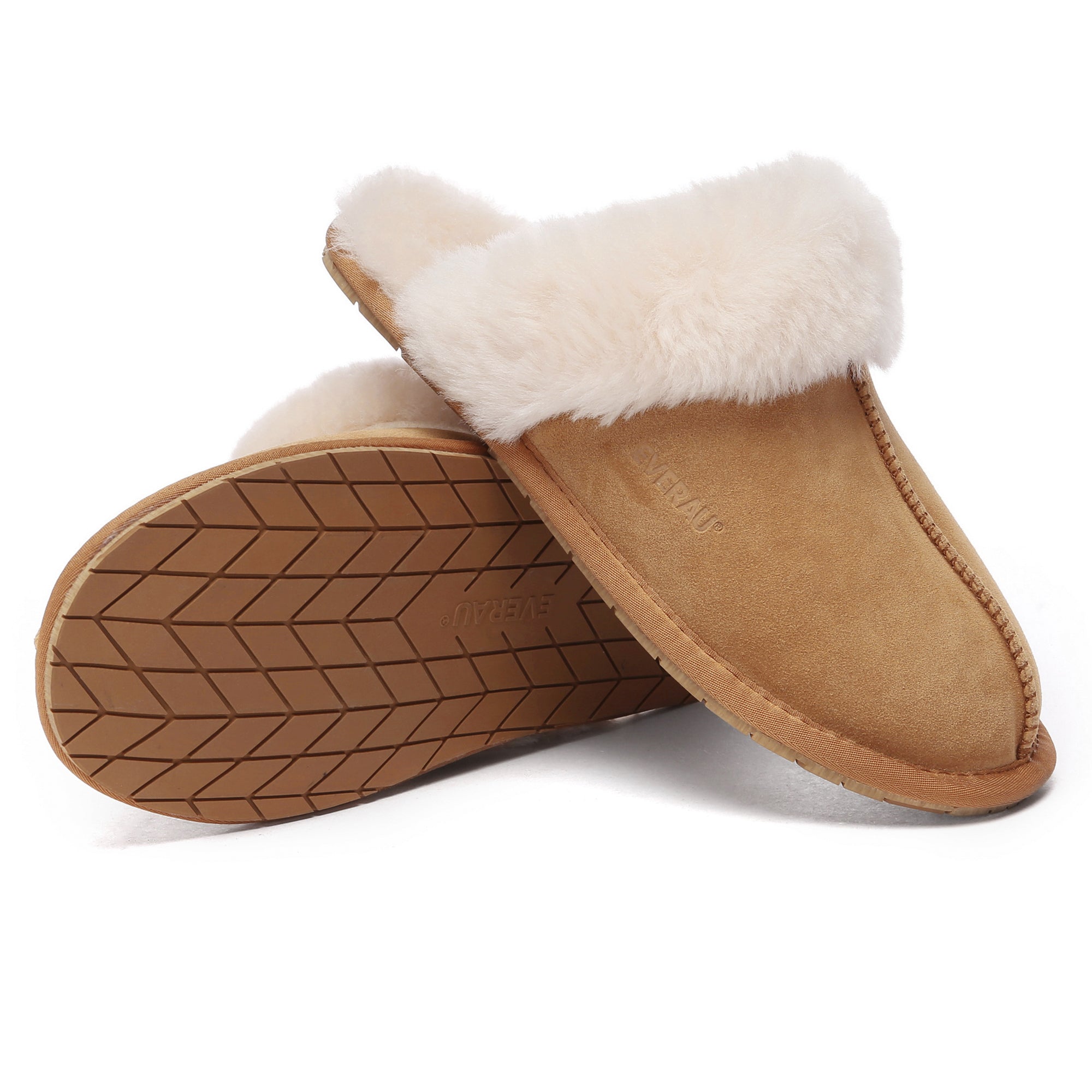 EverUgg UGG Premium Scuff Slippers II with soft suede exterior and cozy fleece lining, perfect for indoor comfort.