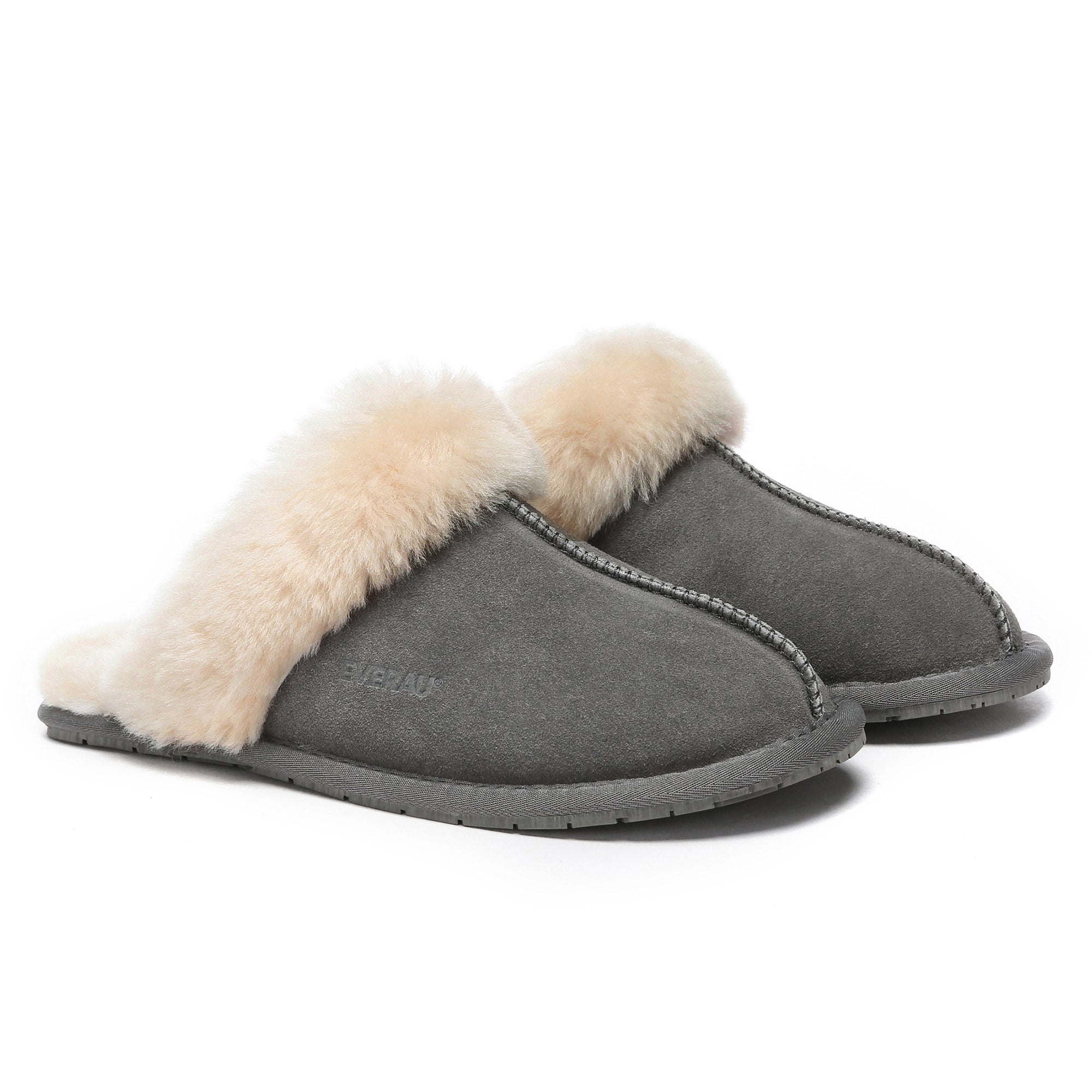 EverUgg UGG Premium Scuff Slippers II featuring soft, plush lining and tan leather exterior for cozy indoor wear.