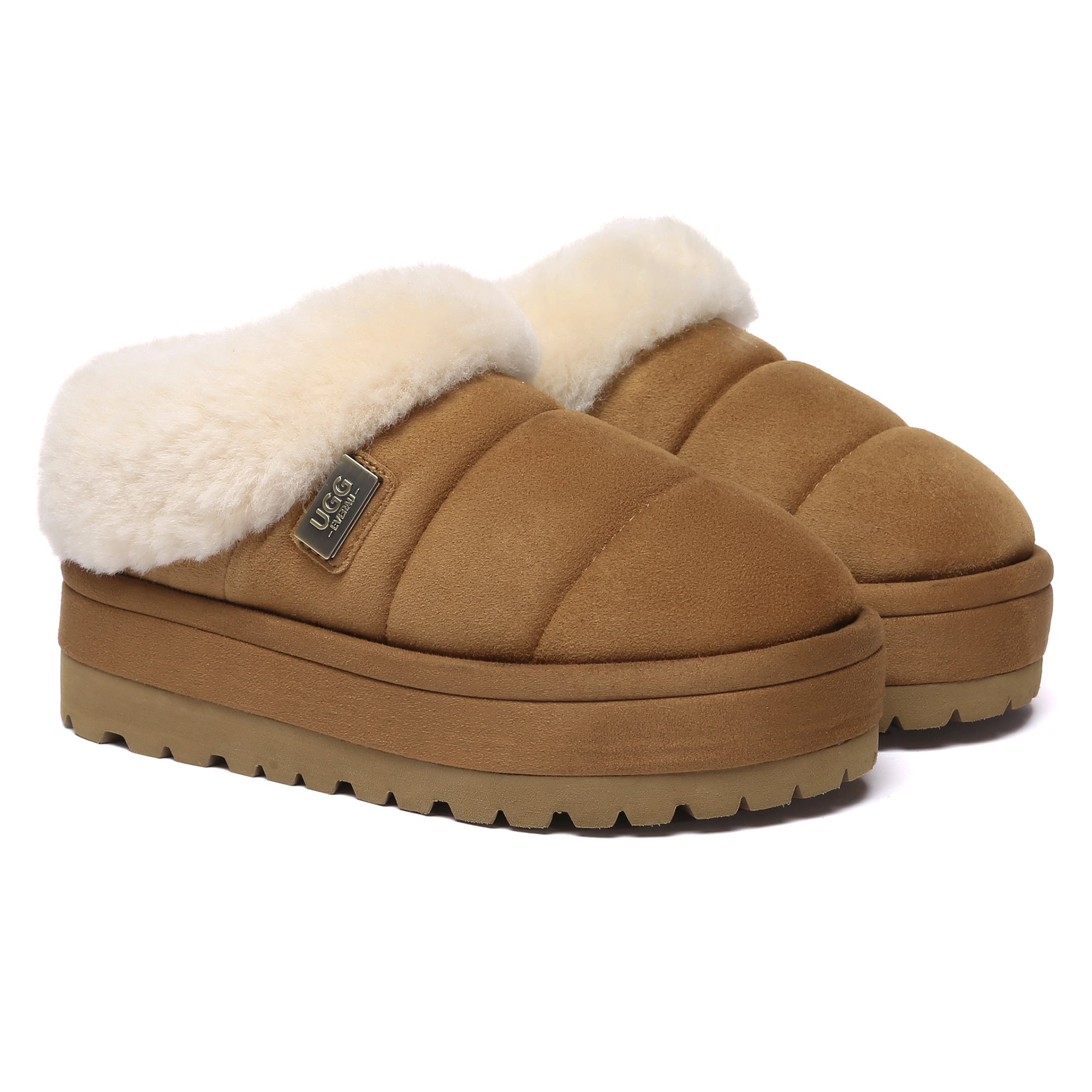 EverUgg UGG Puffer Ankle Platform Slippers for women, cozy puffer design with ankle height and platform sole, comfortable indoor footwear