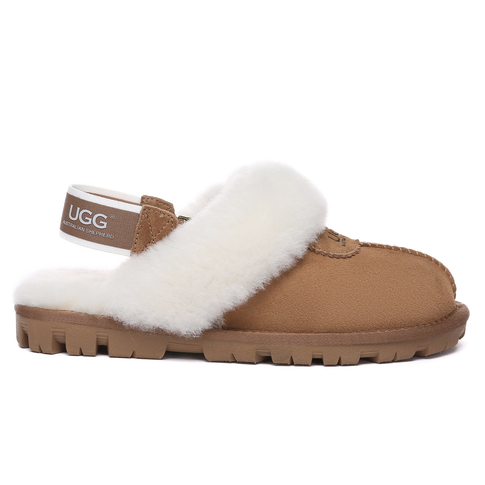 EverUgg UGG removable slingback waffle fluffy slippers for women, featuring soft, plush interior and casual slip-on design.