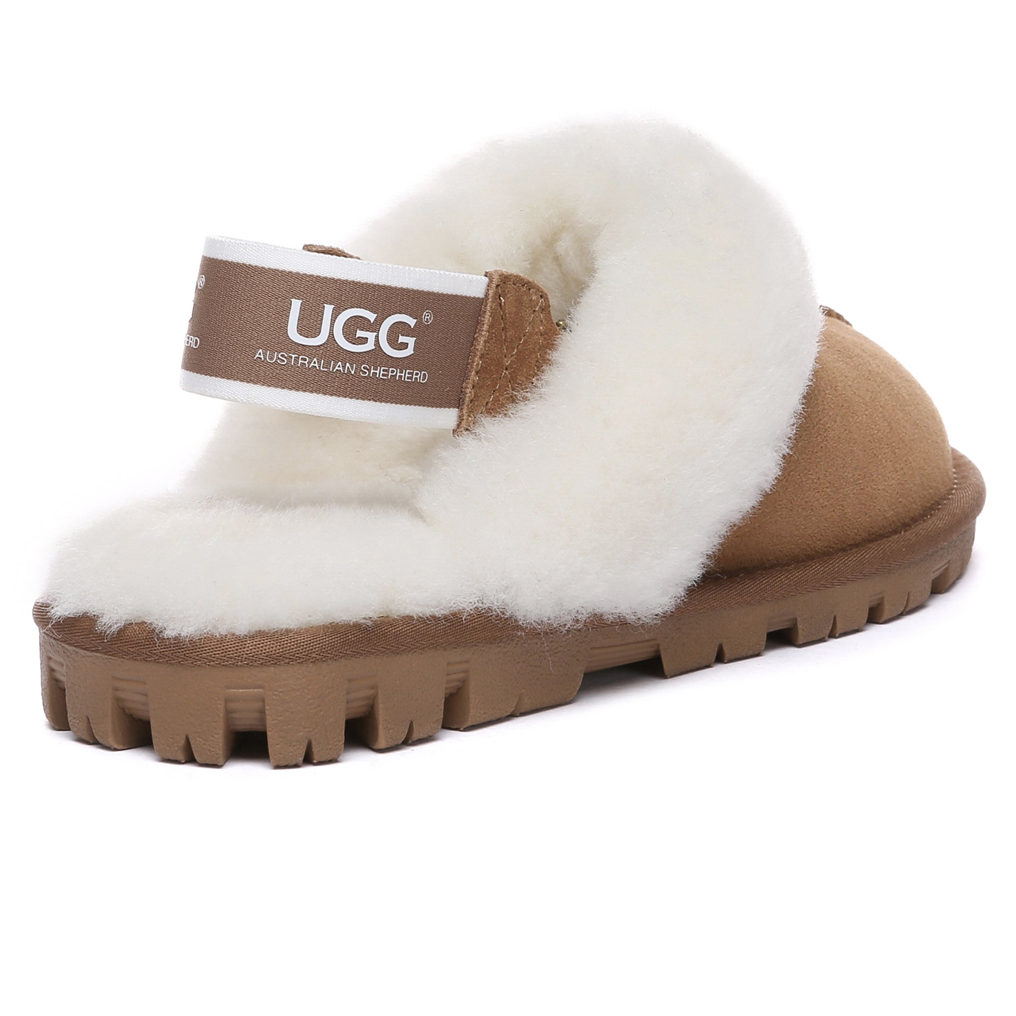 EverUgg UGG removable slingback waffle fluffy slippers for women, with plush interior and stylish slip-on design.
