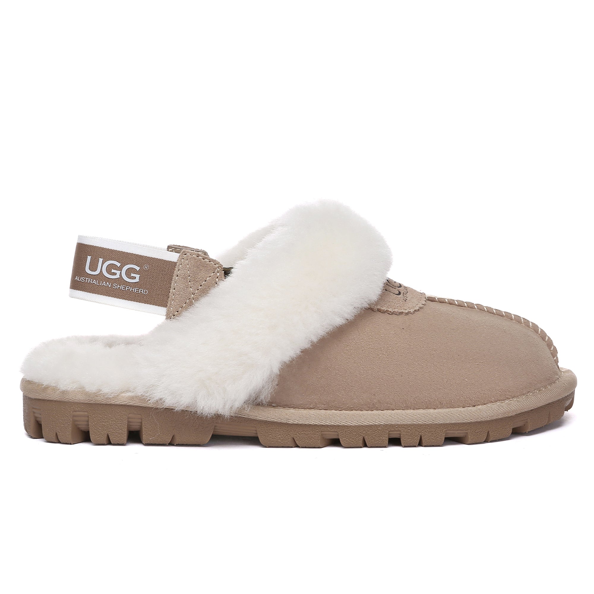 EverUgg UGG removable slingback waffle fluffy slippers for women, featuring plush texture and cozy design.