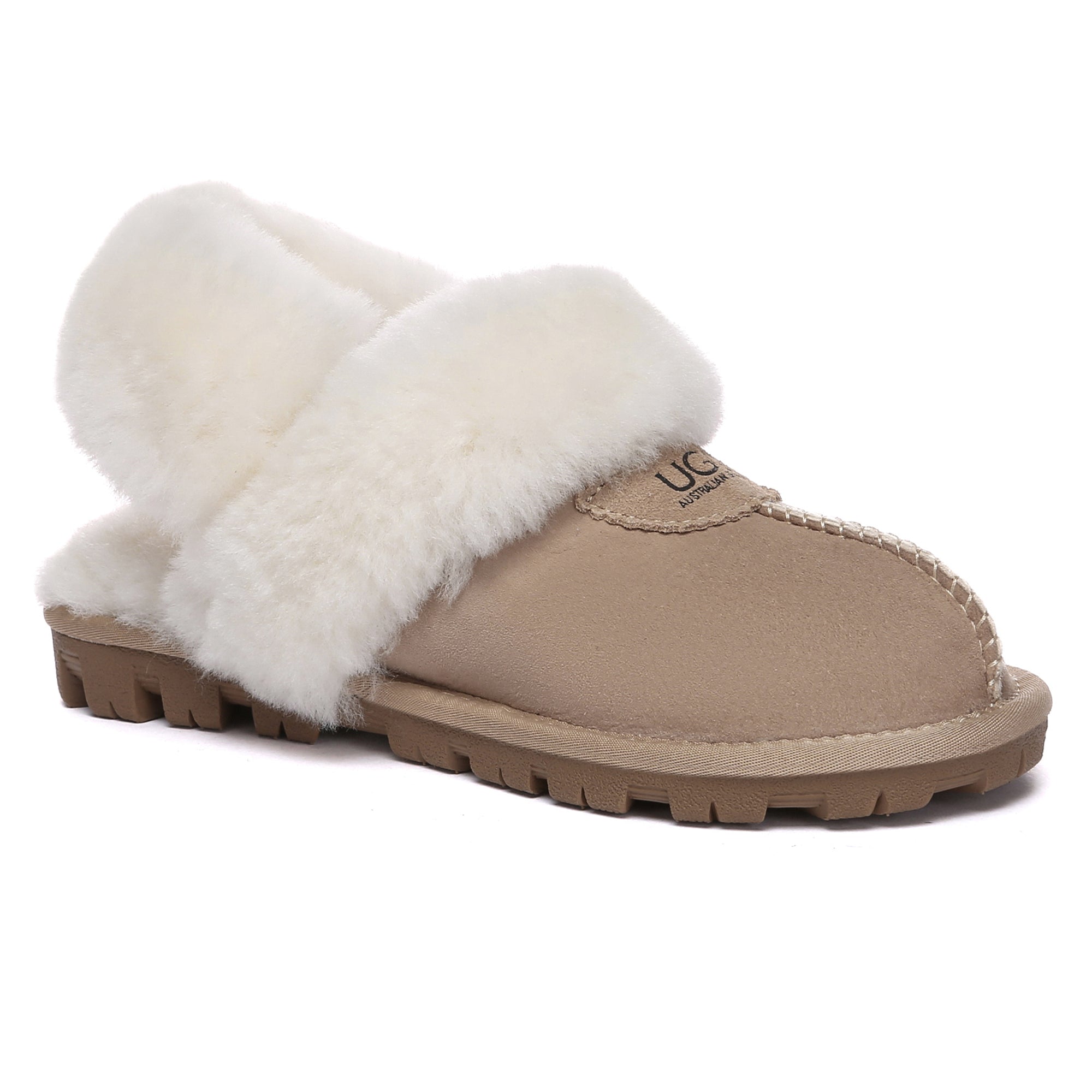EverUgg UGG removable slingback waffle fluffy slippers for women, featuring soft, plush interior and stylish slipper design.