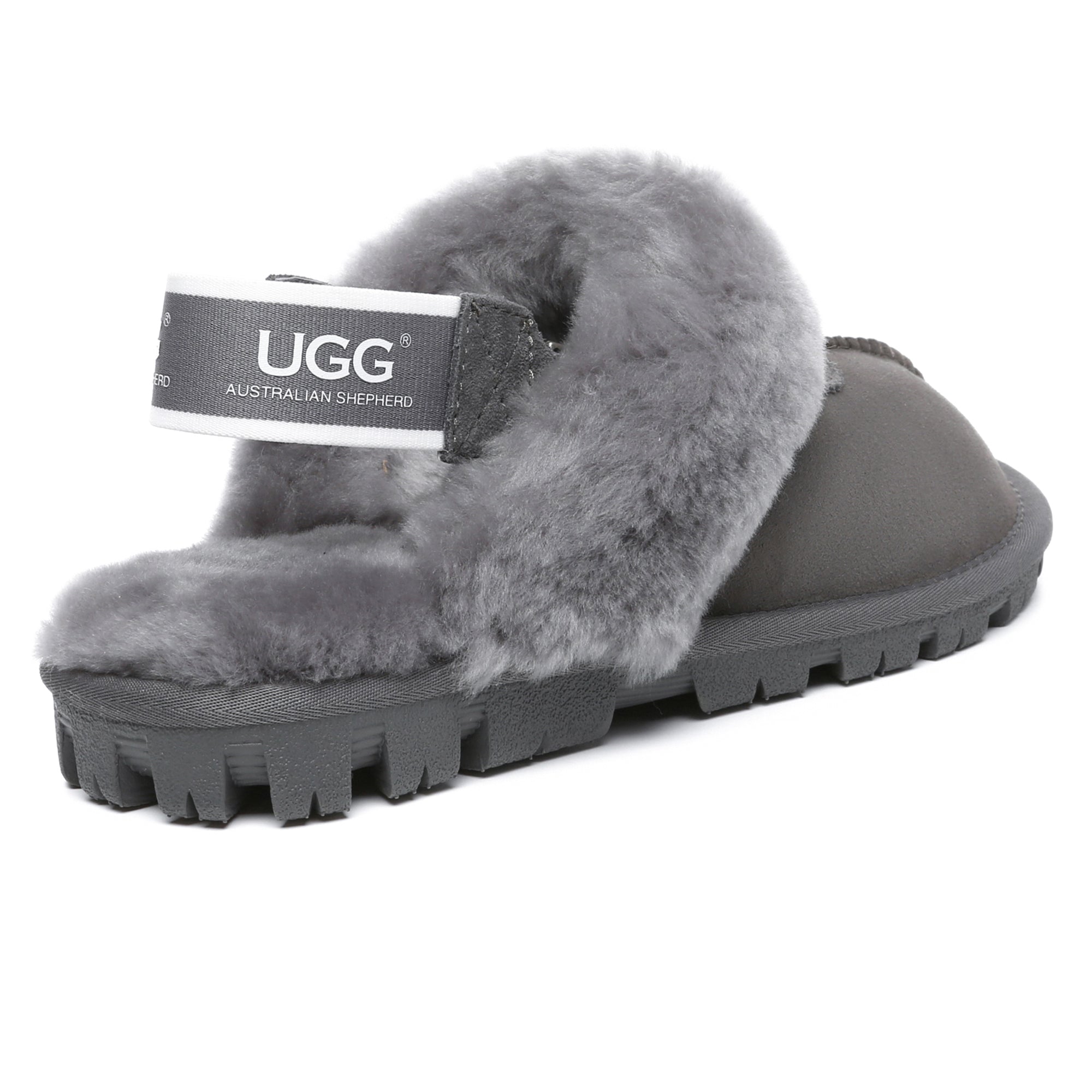EverUgg UGG removable slingback waffle fluffy slippers for women, featuring plush interior and casual slip-on style.