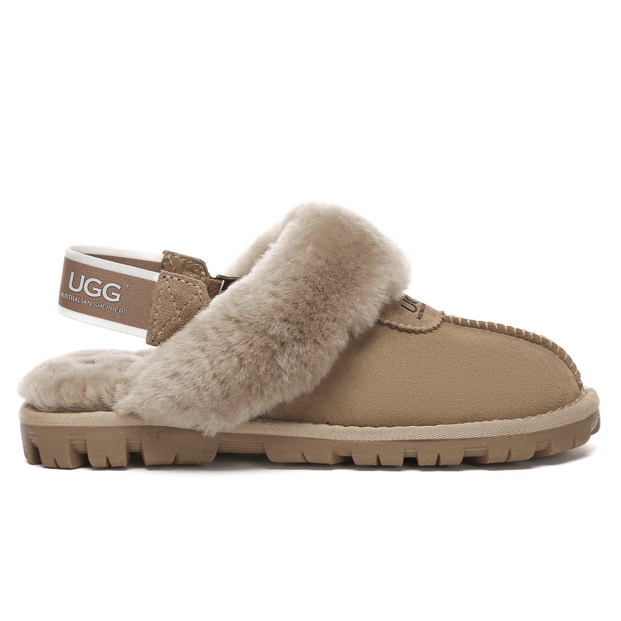 EverUgg UGG removable slingback waffle fluffy slippers for women, featuring plush interior and stylish slip-on design.