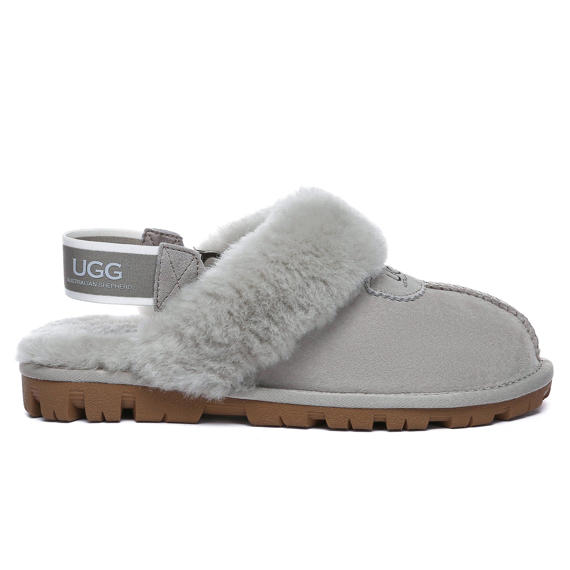 EverUgg UGG removable slingback waffle fluffy slippers for women, showcasing soft, textured waffle design and cozy fluffy interior.