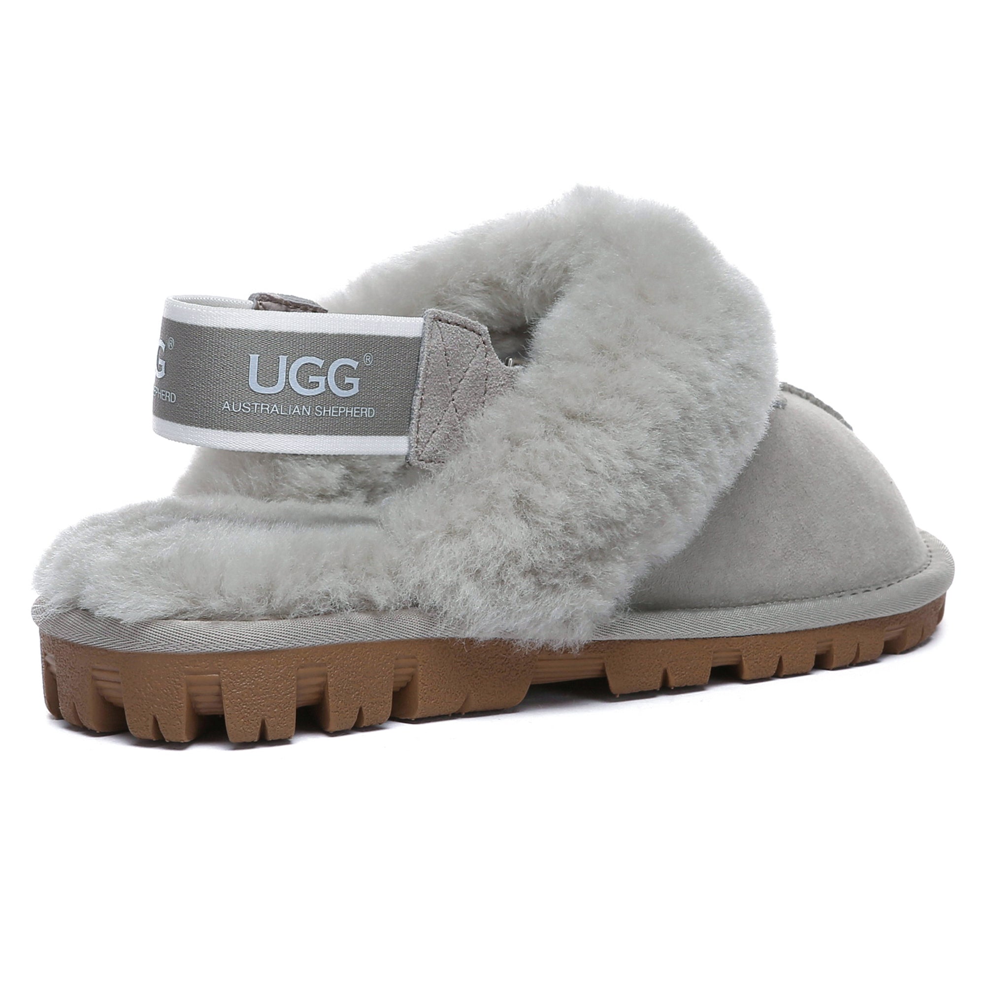 EverUgg UGG removable slingback waffle fluffy slippers for women, featuring plush interior and slip-on design with a waffle pattern.
