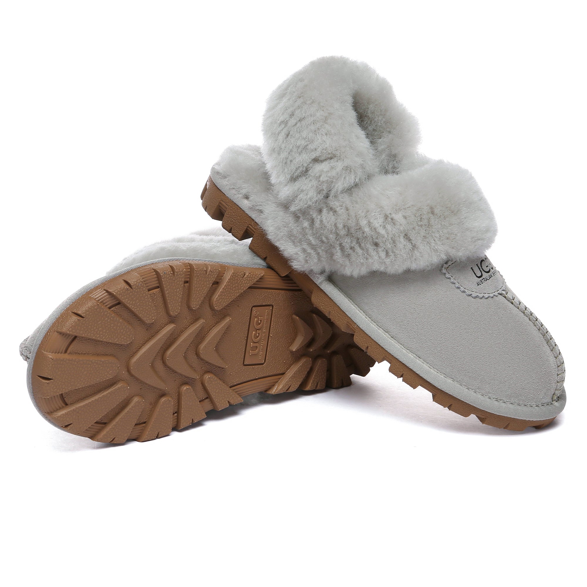 EverUgg UGG removable slingback waffle fluffy slippers for women, featuring soft, cozy interior and stylish slip-on design.