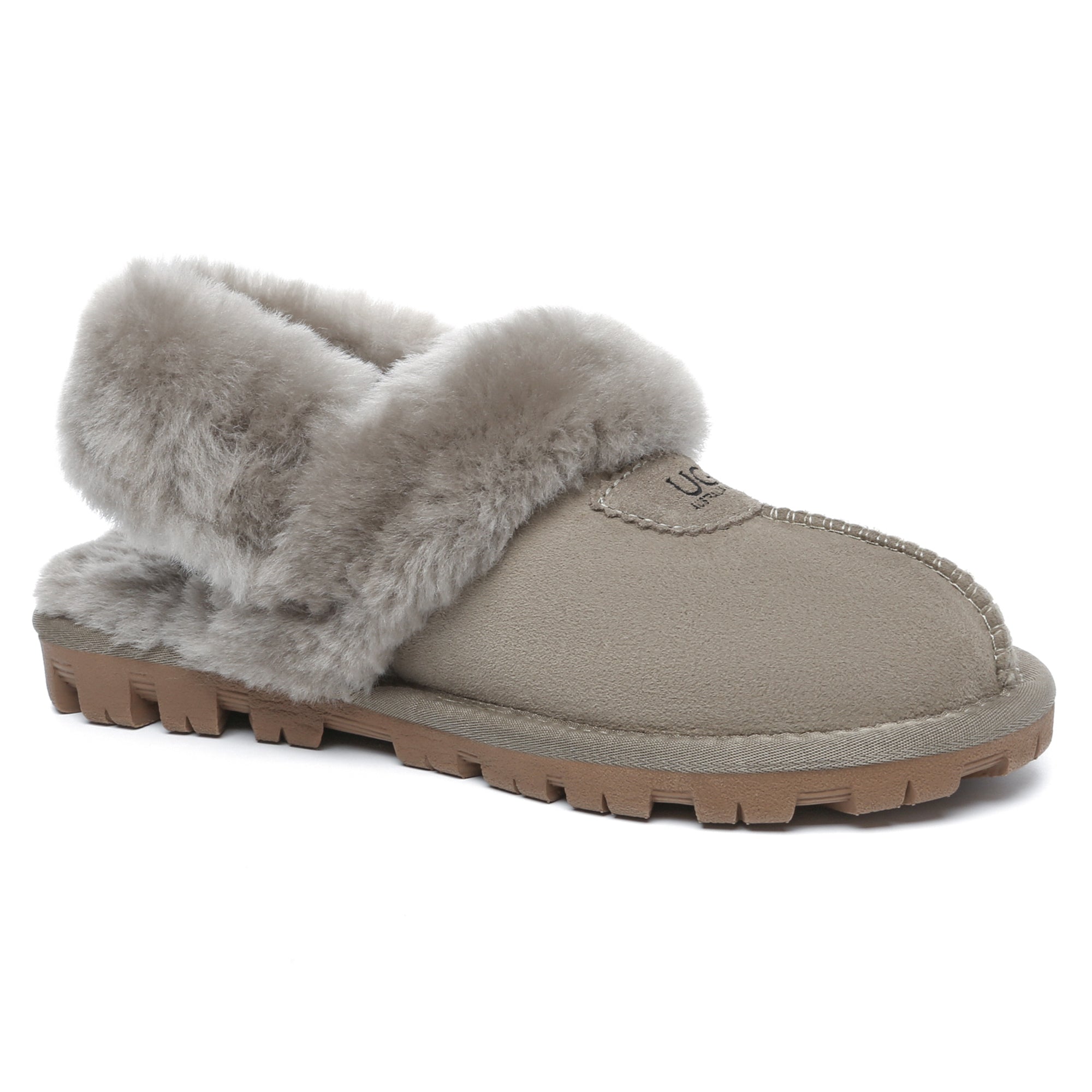 EverUgg UGG removable slingback waffle fluffy slippers for women, featuring soft, cozy waffle texture and adjustable slingback strap.