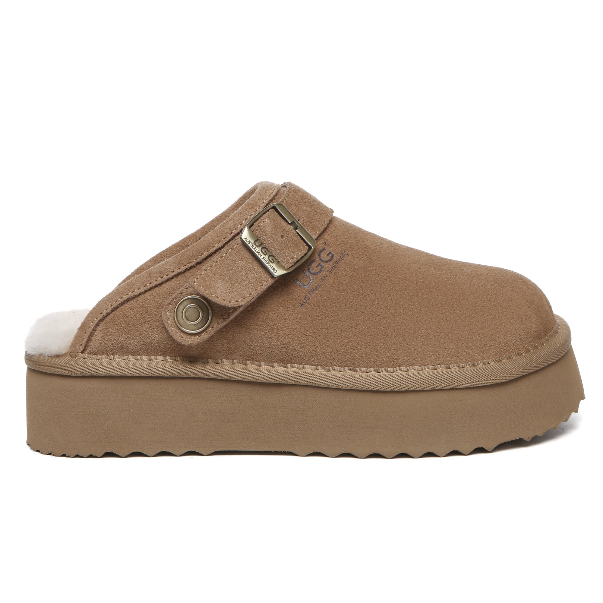 EverUgg Sady buckle strap platform slipper for women featuring a cushioned footbed and stylish buckle accents.