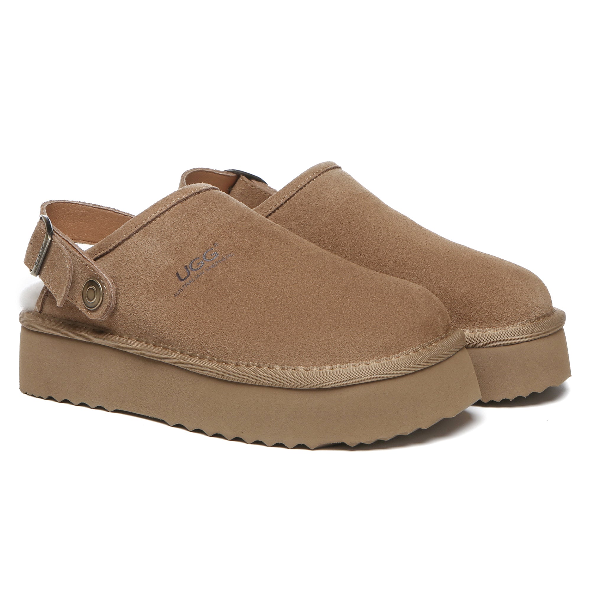 EverUgg Sady Buckle Strap Platform Slippers for women featuring buckle straps and a comfortable platform sole.