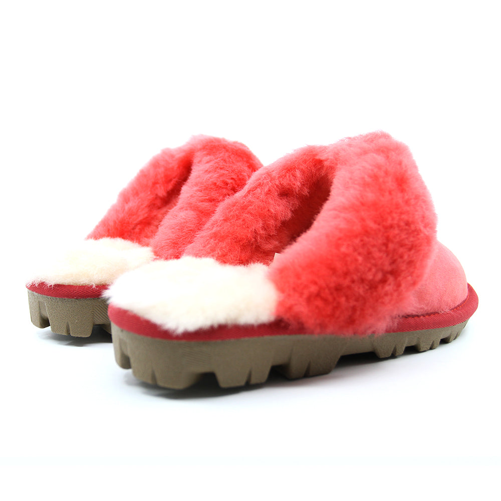 Red UGG Scuff slippers for women by Auzland, cozy slip-on footwear with plush interior and casual style.