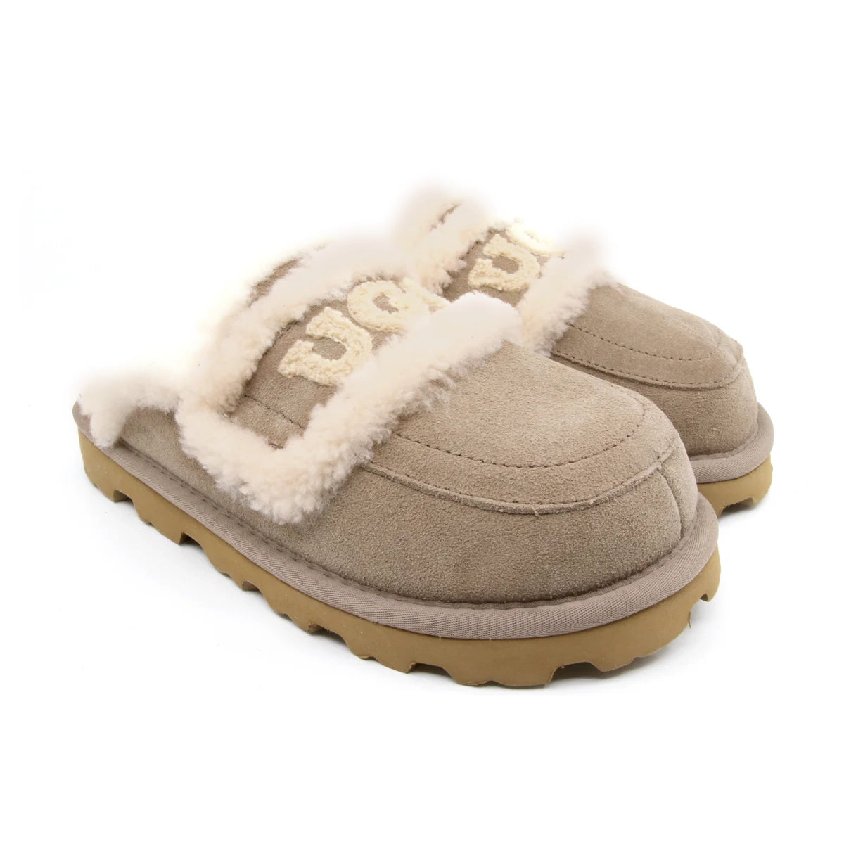 Auzland UGG shearling comfort sole slippers in brown, cozy women's slippers with plush shearling lining and slip-on style.