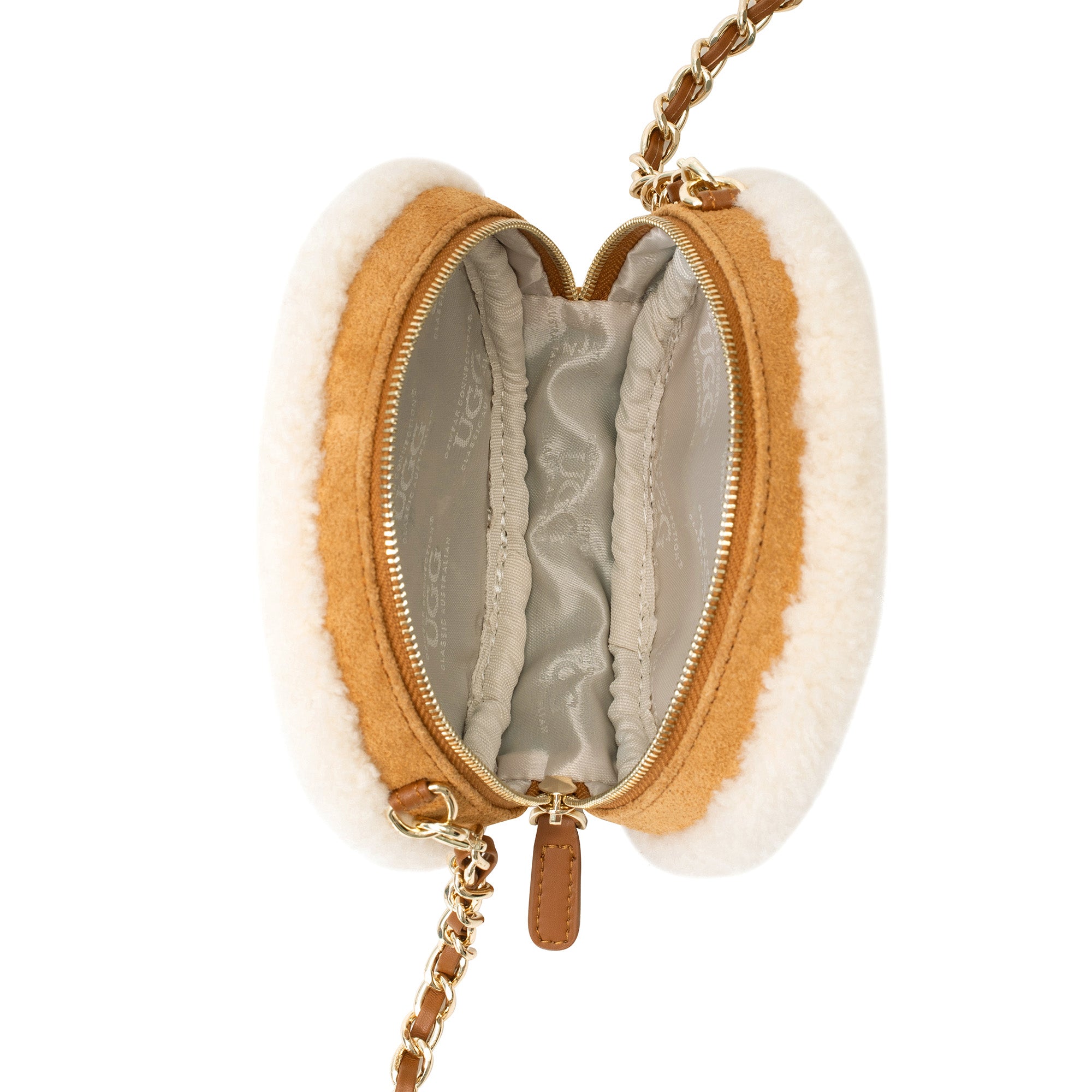 EverUgg shearling over-shoulder handbag with soft fur exterior and stylish design, perfect for casual or elegant outfits.