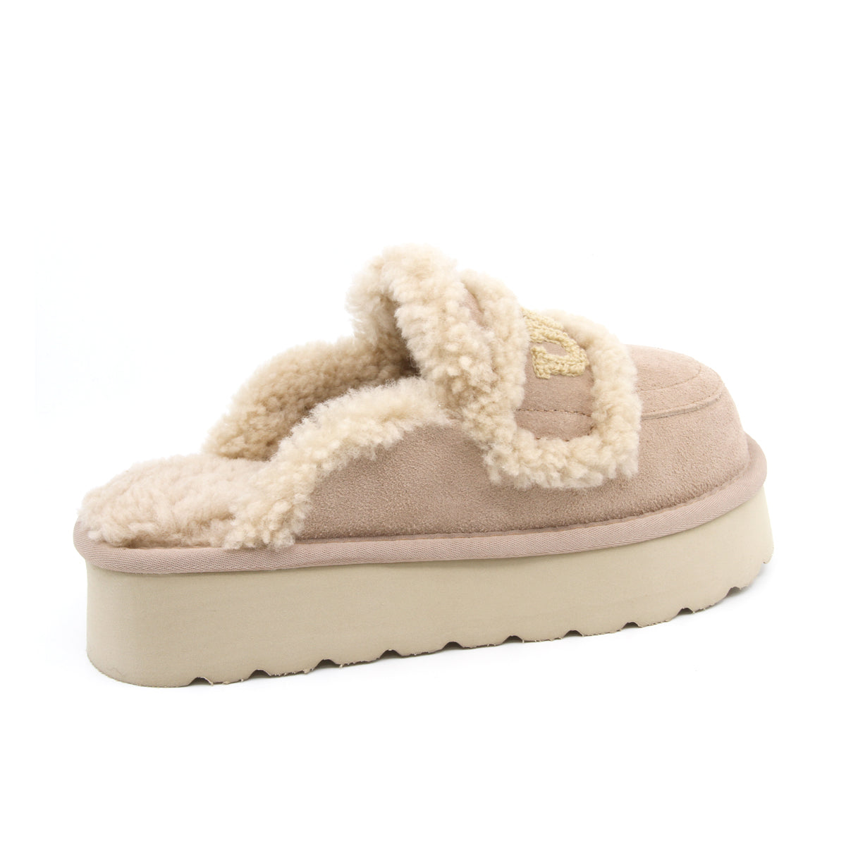 Auzland UGG shearling platform slippers in bronze with cozy shearling lining, featuring a soft slip-on design for women.
