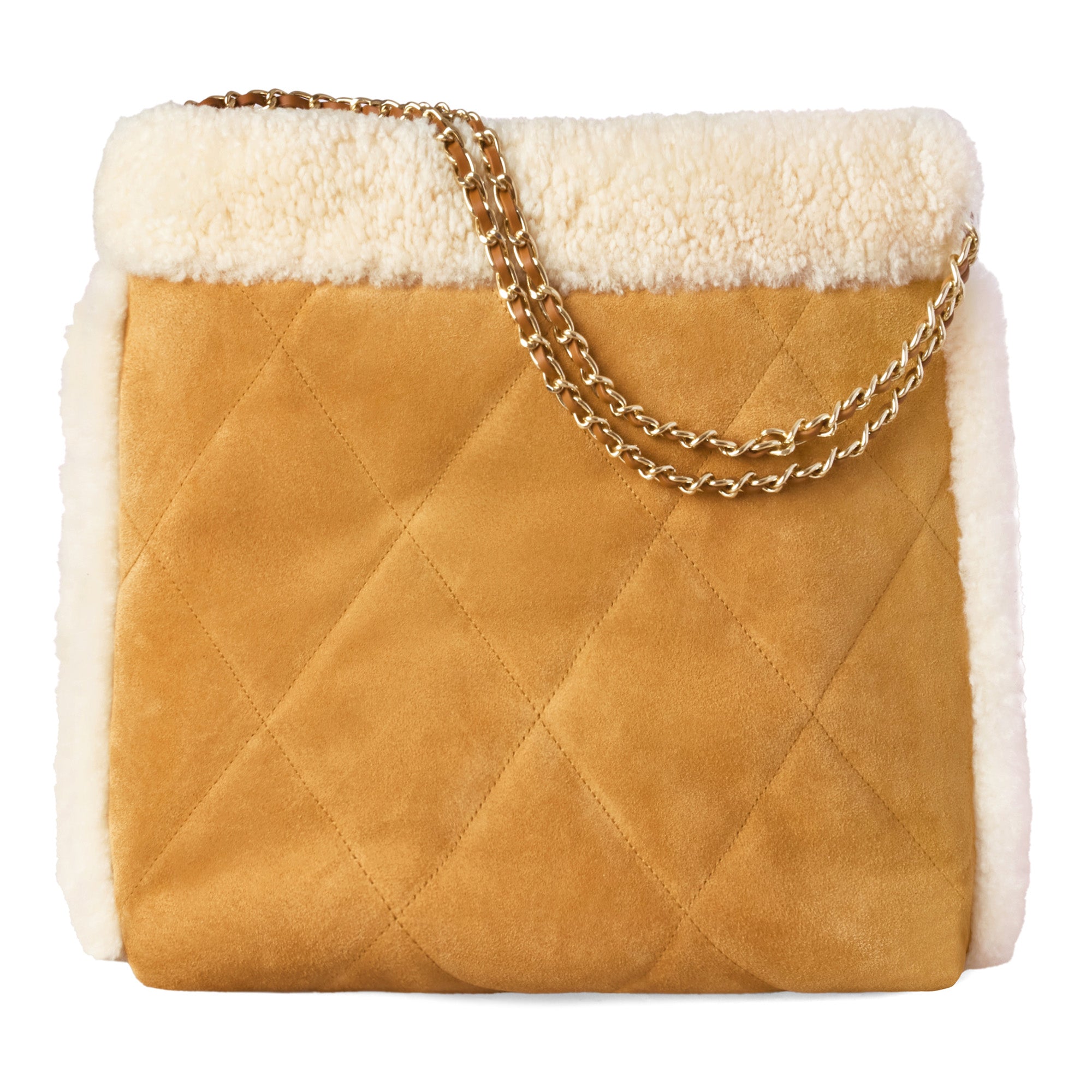 EverUgg shearling tote bag with soft fur exterior and sturdy handles, stylish handbag for everyday use.