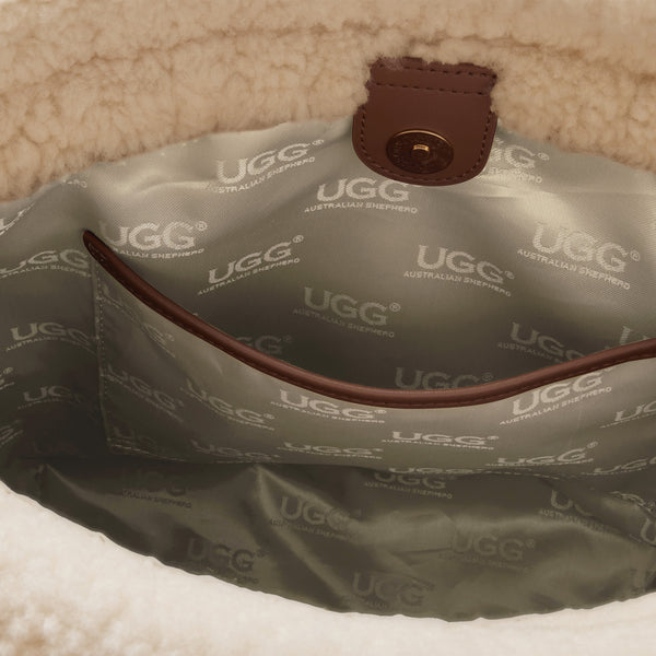 EverUgg shearling tote bag with soft, plush exterior and sturdy handles, perfect for stylish everyday use.