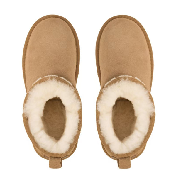 Auzland UGG shearling ultra mini platform boots for women, featuring cozy shearling lining and chunky sole, displayed on a white background.