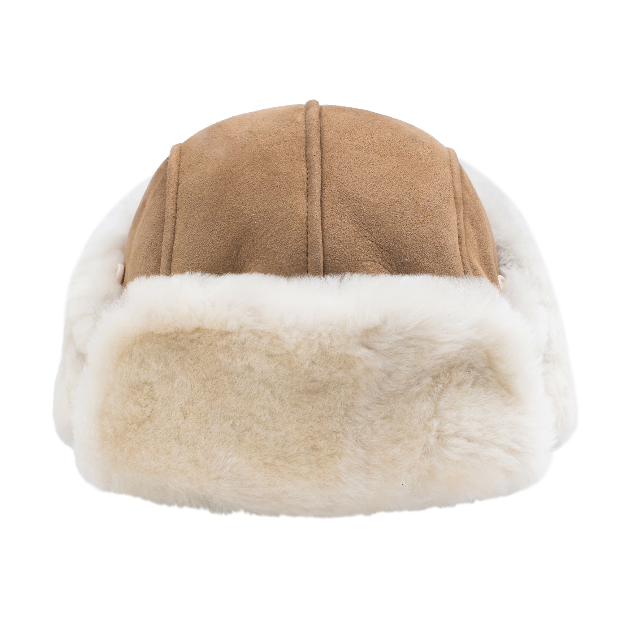 EverUgg chestnut sheepskin aviator hat with adjustable strap, cozy and stylish apparel accessory for cold weather.