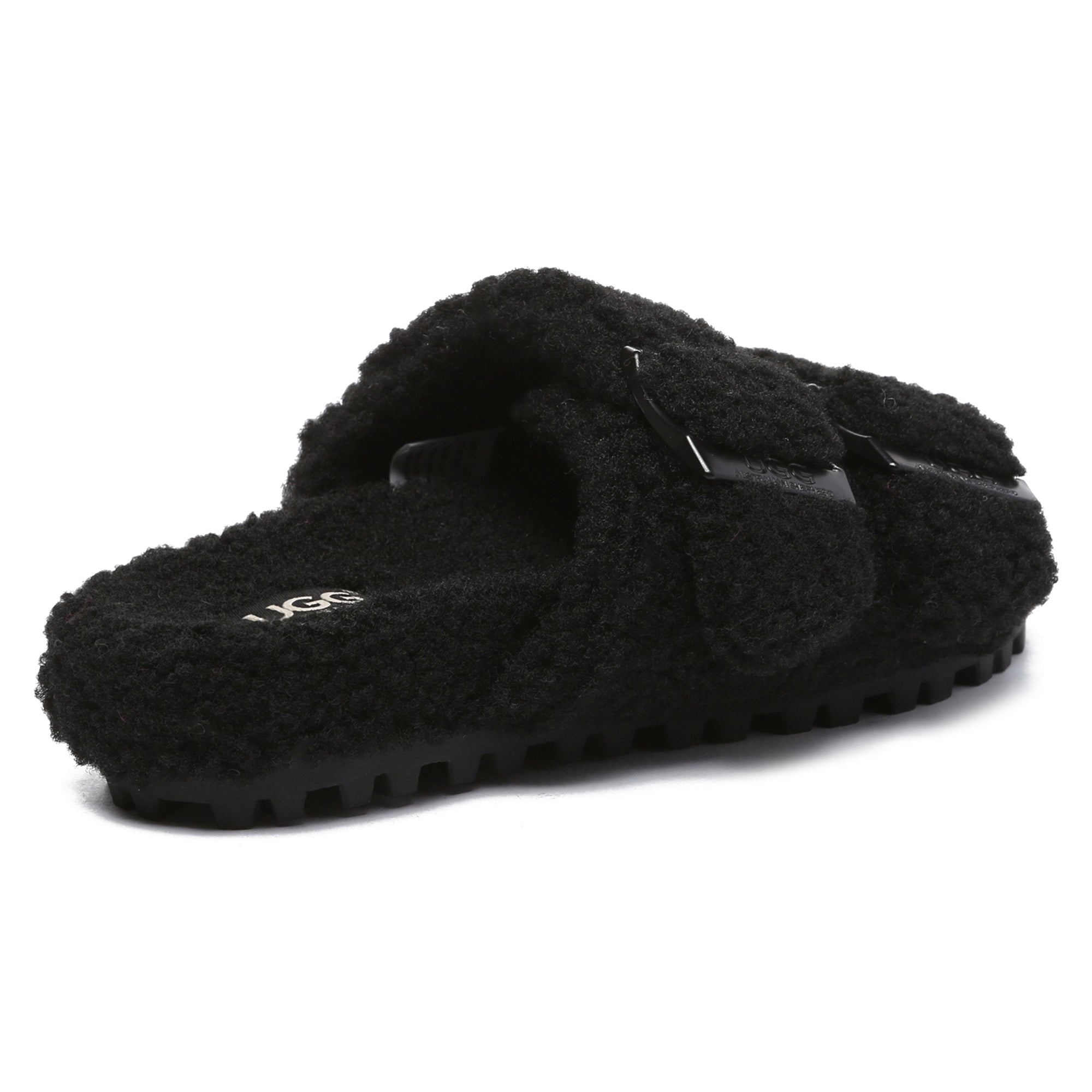 EverUgg UGG women's sandal slides with adjustable buckle, comfortable slip-on slippers with open toe design.