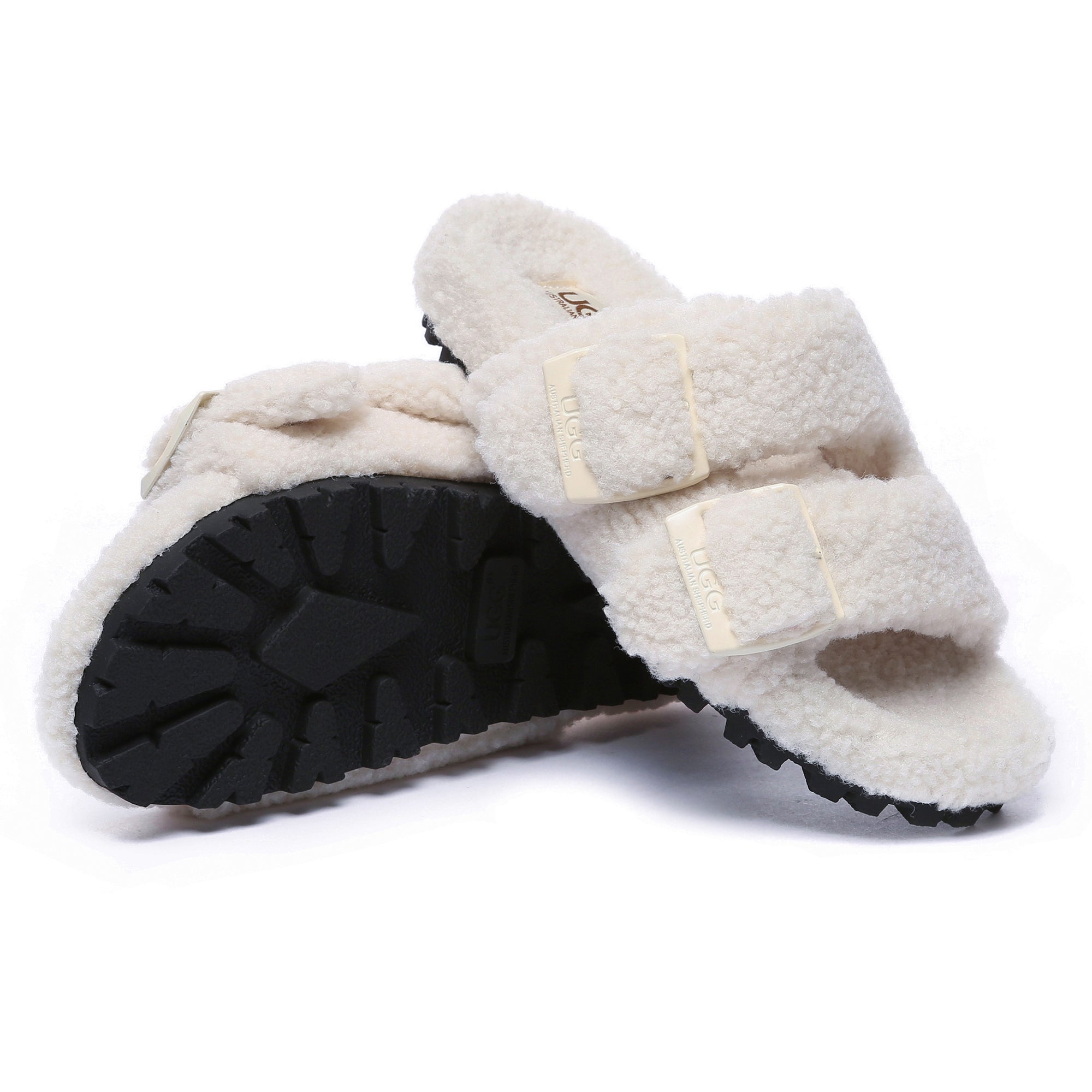 EverUgg UGG women's Ella slide sandals with adjustable buckle and comfortable slip-on design, perfect for casual wear.