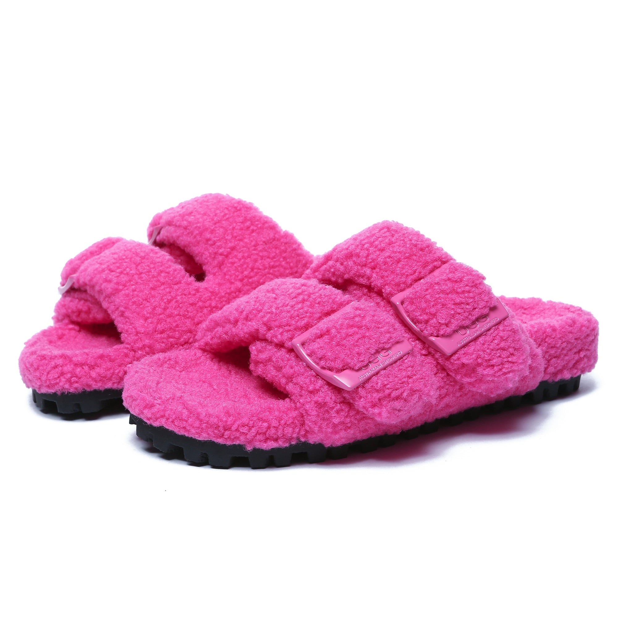 EverUgg women's UGG slippers adjustable buckle sandal slides, stylish and comfortable for casual wear.