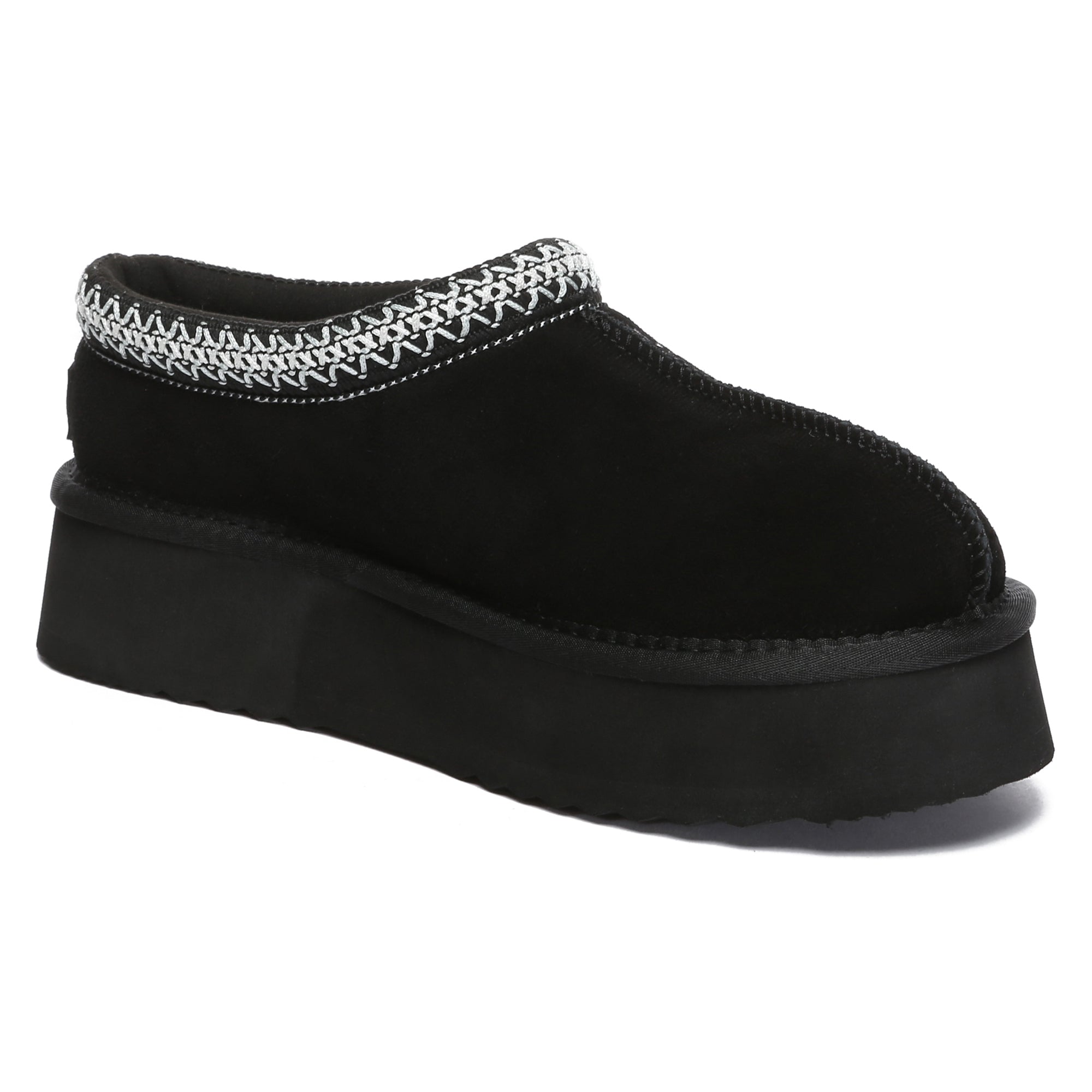 EverUgg Tazzy Platform Slippers, cozy shoes with thick sole and plush interior, designed for comfortable indoor wear.
