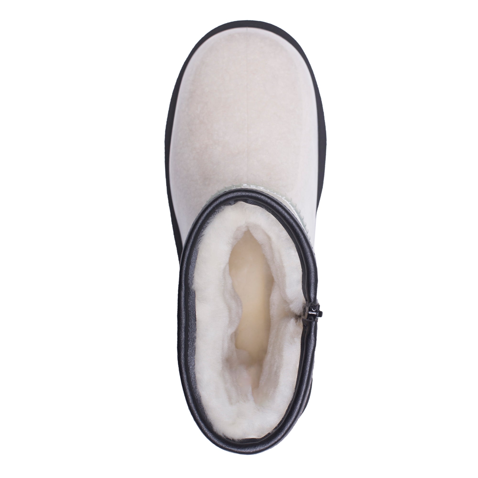 White UGG Zipper Clear Mini Rain Boots by Auzland with transparent design and zipper detail, perfect for rainy weather.