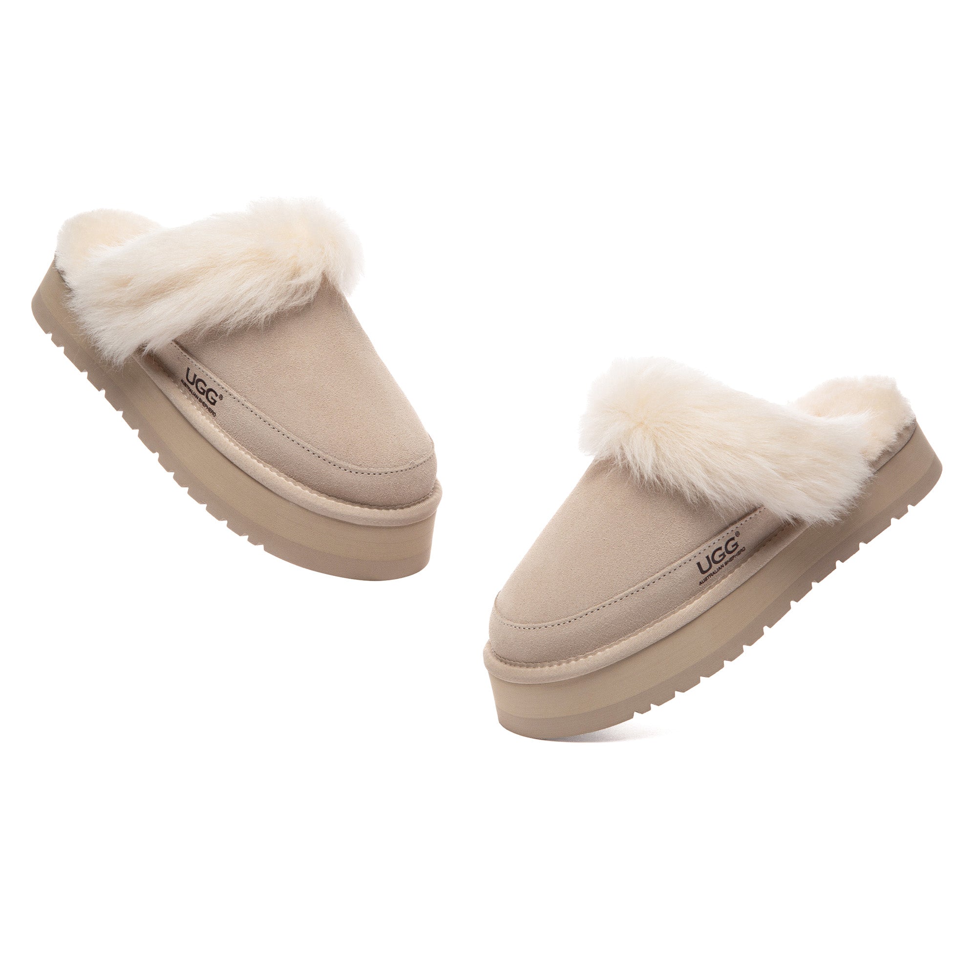 EverUgg Ultra Fluffy Platform Slippers with plush interior and thick sole, perfect for cozy indoor wear.