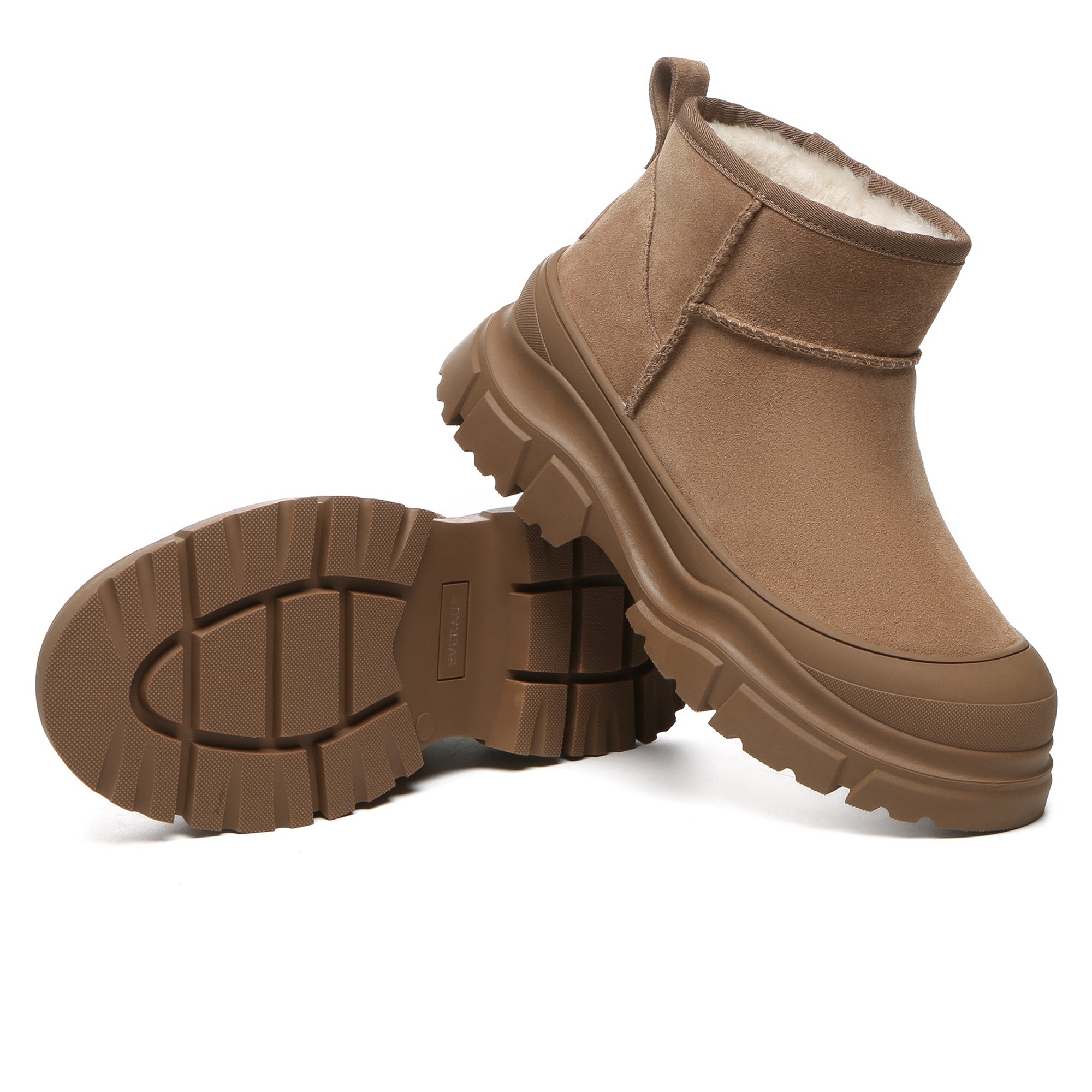 EverUgg Ultra Mini Classic Chunky UGG platform shoes for women, featuring a sleek design and chunky sole.