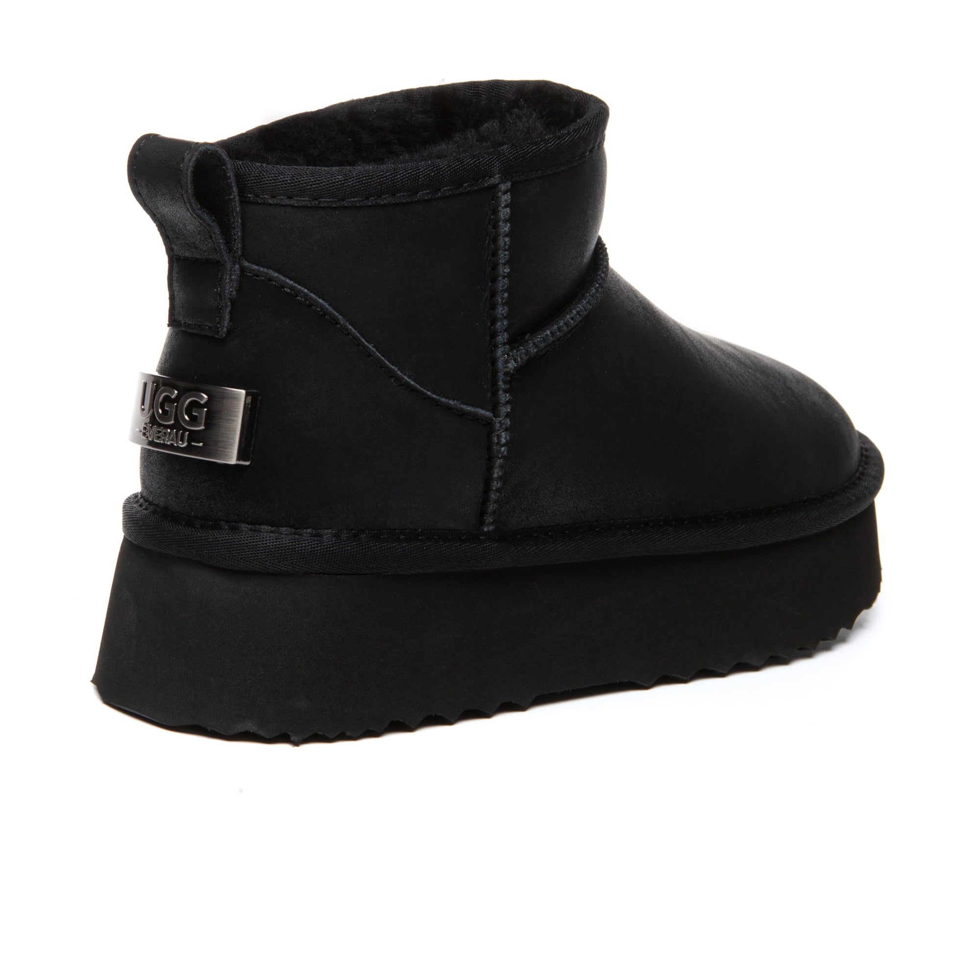 EverUgg Ultra Mini Coated Suede Platform UGG Boots for women, featuring a sleek design and sturdy platform sole.
