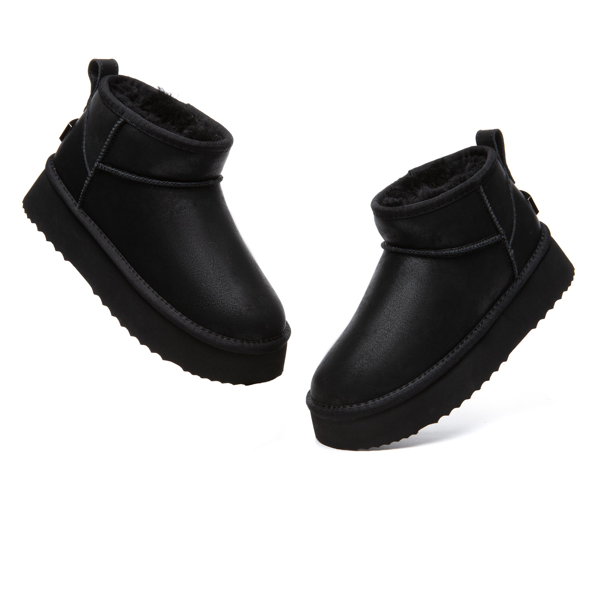 EverUgg ultra mini coated suede platform UGG boots for women with classic design and tan color, showcasing the stylish footwear.