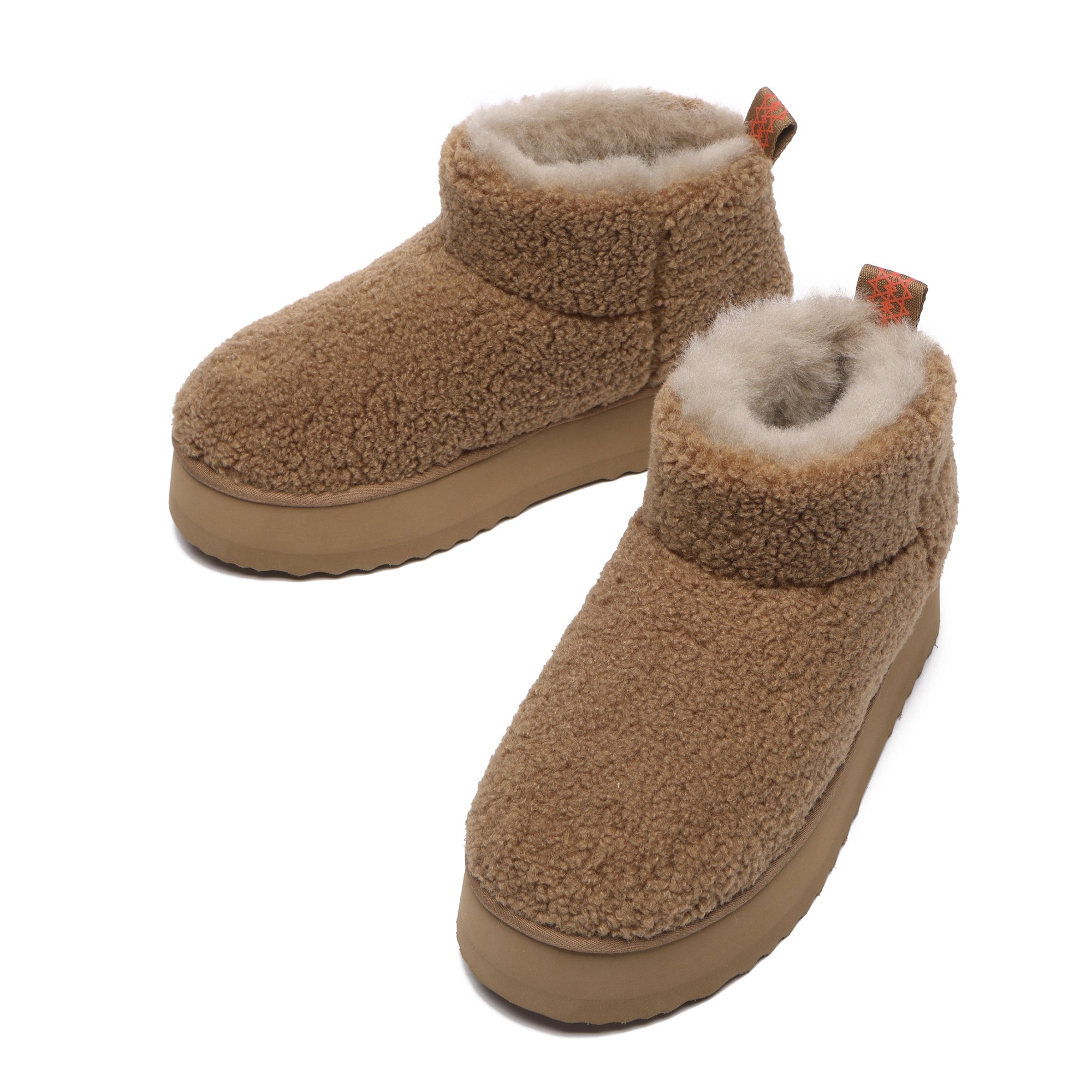 EverUgg Ultra Mini TeddyFluff Platform UGG Boots with plush teddy fur and platform sole, shown in a close-up front view.