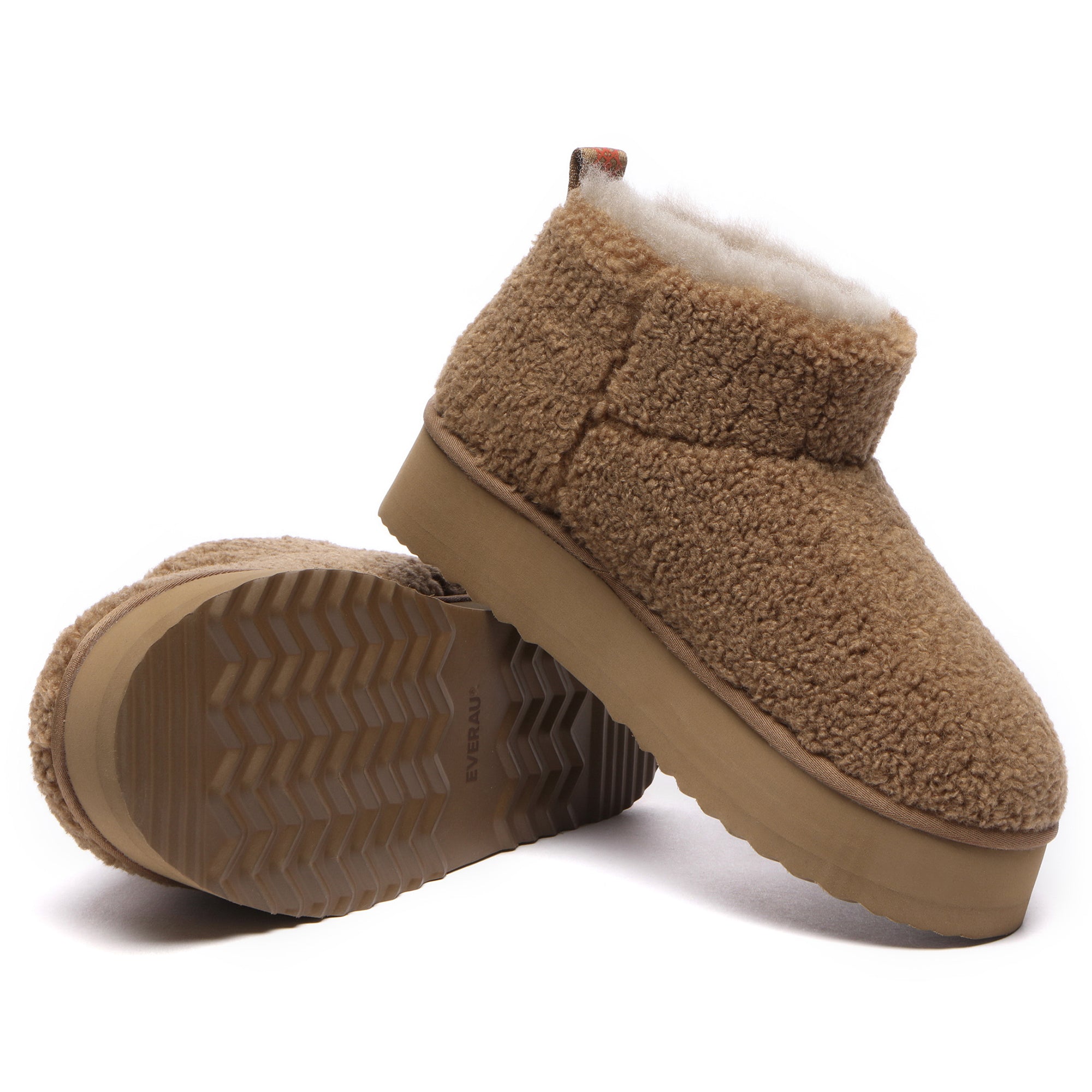 EverUgg Ultra Mini TeddyFluff Platform UGG Boots featuring soft teddy fur and a chunky sole, stylish and cozy winter footwear.