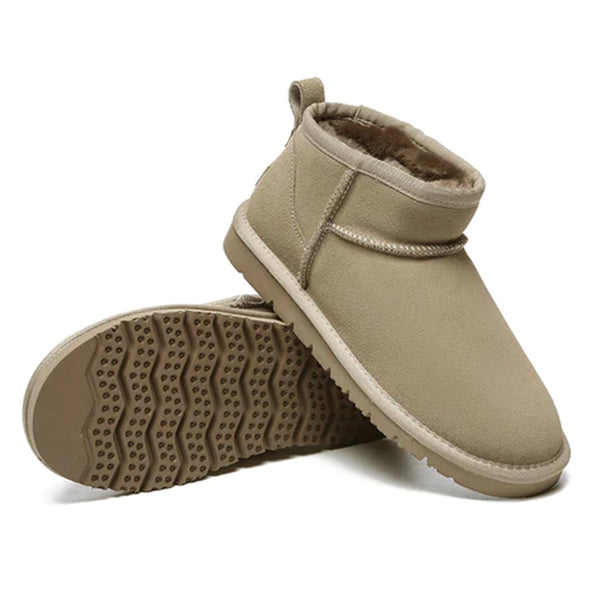 Light brown Ultra Mini UGG Boots for women by EverUgg, showcasing cozy sheepskin lining and classic ankle-high design.