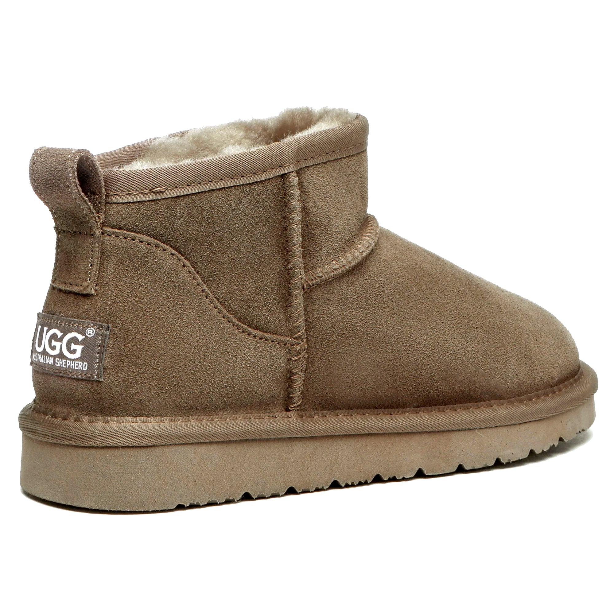 EverUgg Ultra Mini UGG boots for women in soft caribou sheepskin with plush lining and classic slip-on design.