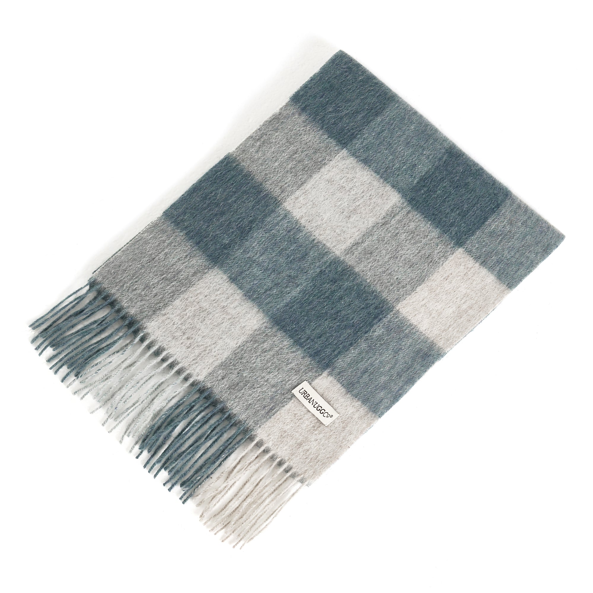 EverUgg Urban UGG tartan wool scarf featuring classic plaid pattern and soft, warm pure wool fabric for stylish winter wear.