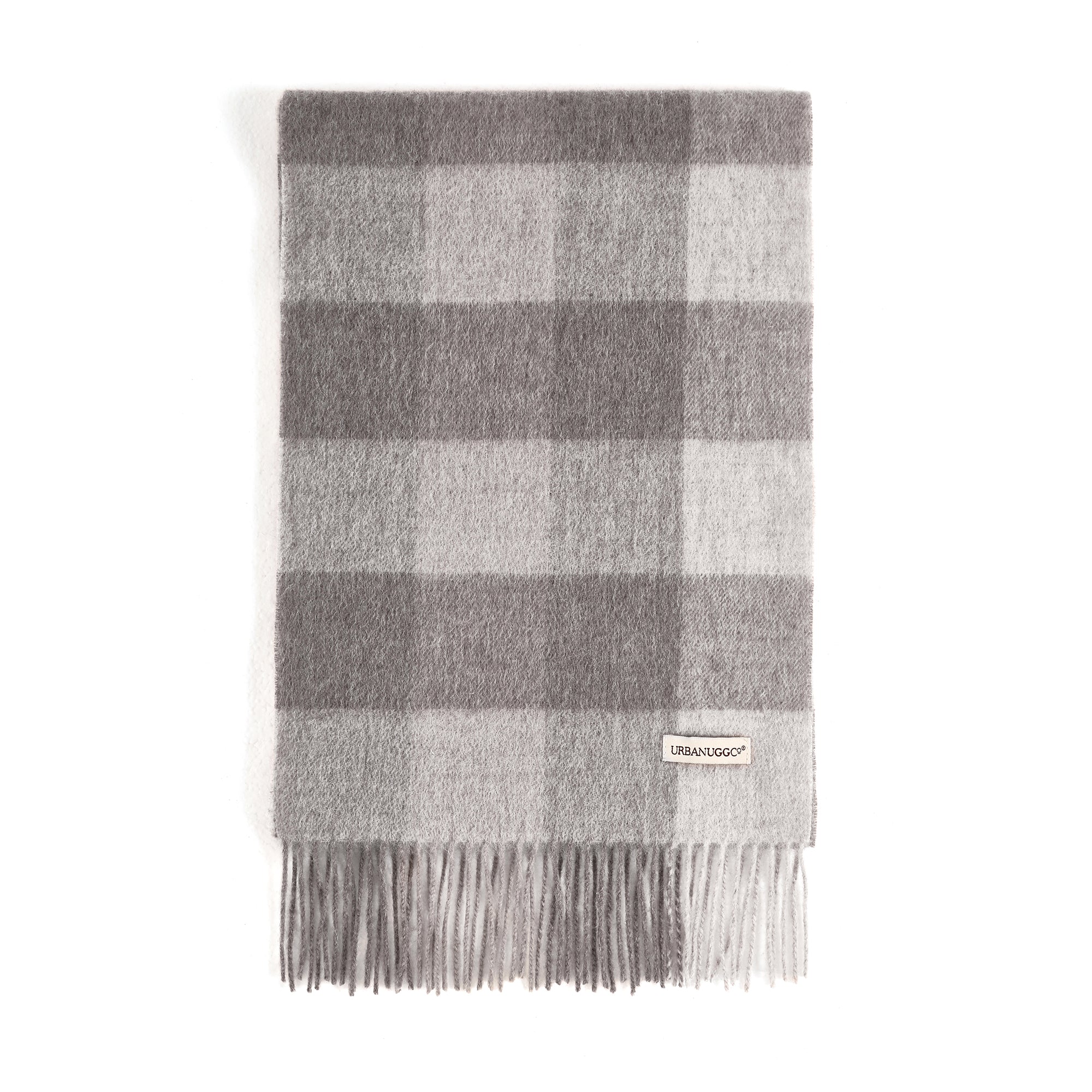 EverUgg Urban UGG tartan wool scarf with red and black plaid pattern, soft and warm for stylish winter accessories