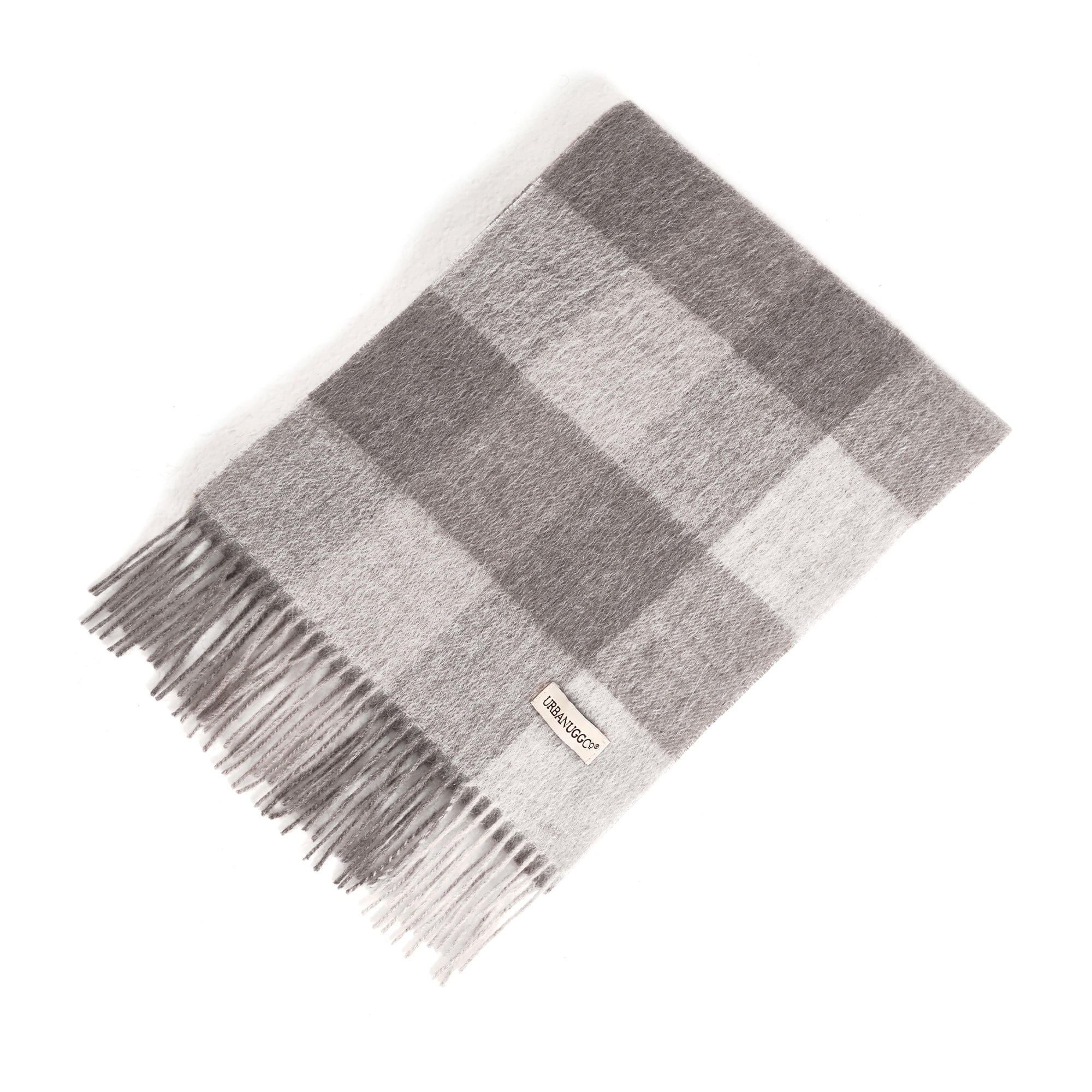 EverUgg Urban UGG tartan wool scarf with classic red and black plaid pattern, cozy and stylish accessory for cold weather.