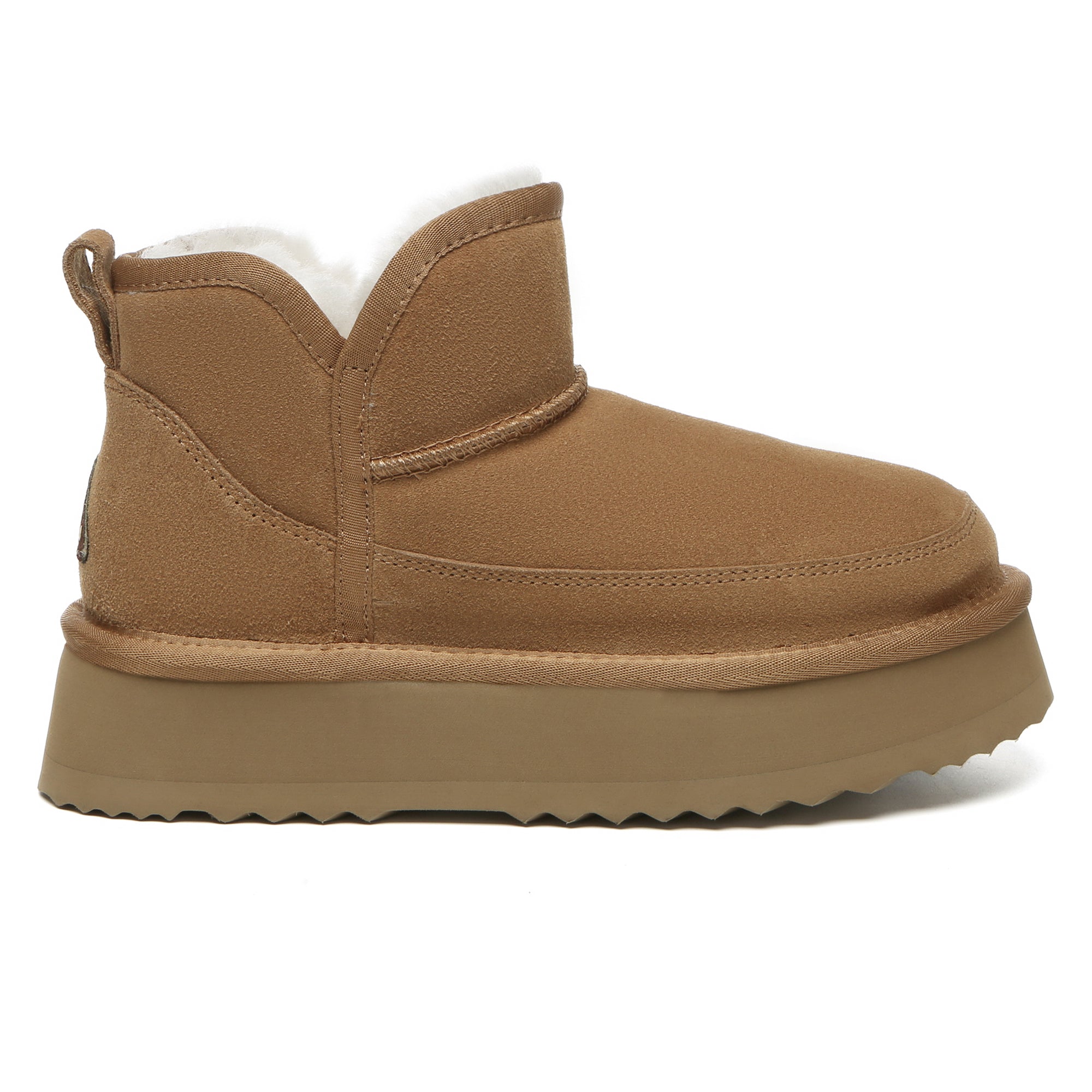 EverUgg V ankle ultra mini platform UGG boots for women, featuring a sleek design with plush fur lining and rugged sole.