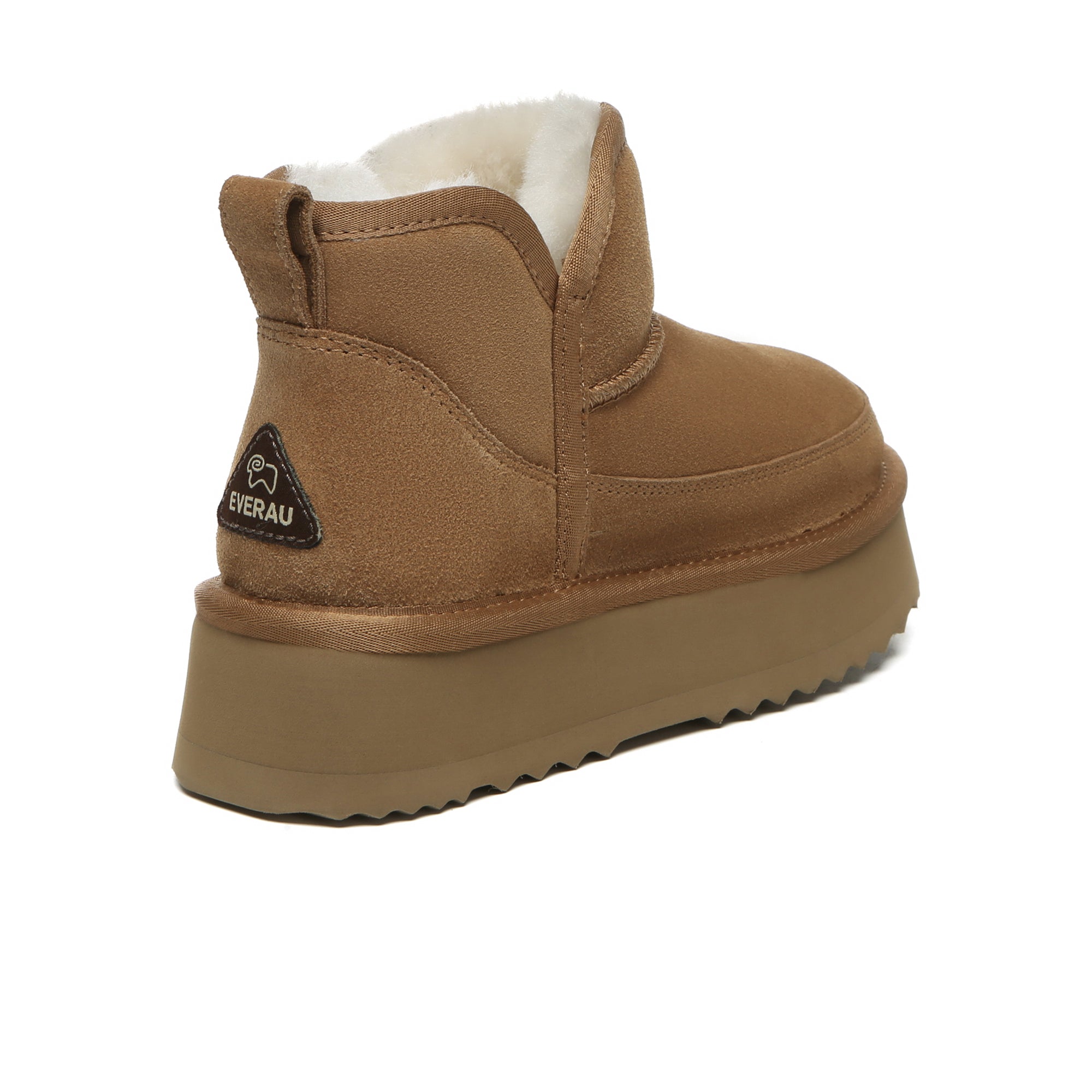 EverUgg V ankle ultra mini platform UGG boots for women, showcasing black suede shoes with chunky soles and ankle height design.