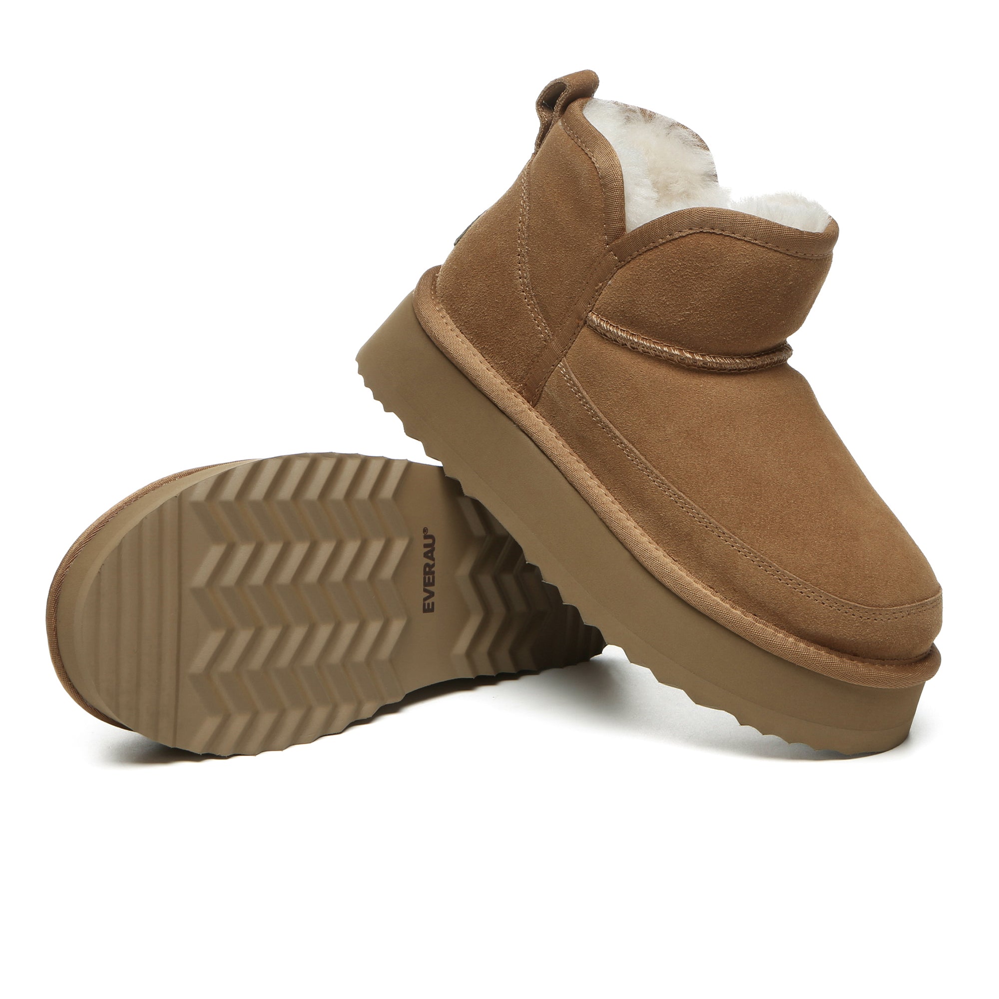 EverUgg V Ankle Ultra Mini Platform UGG Boots for women, featuring a sleek ankle design and chunky platform sole.