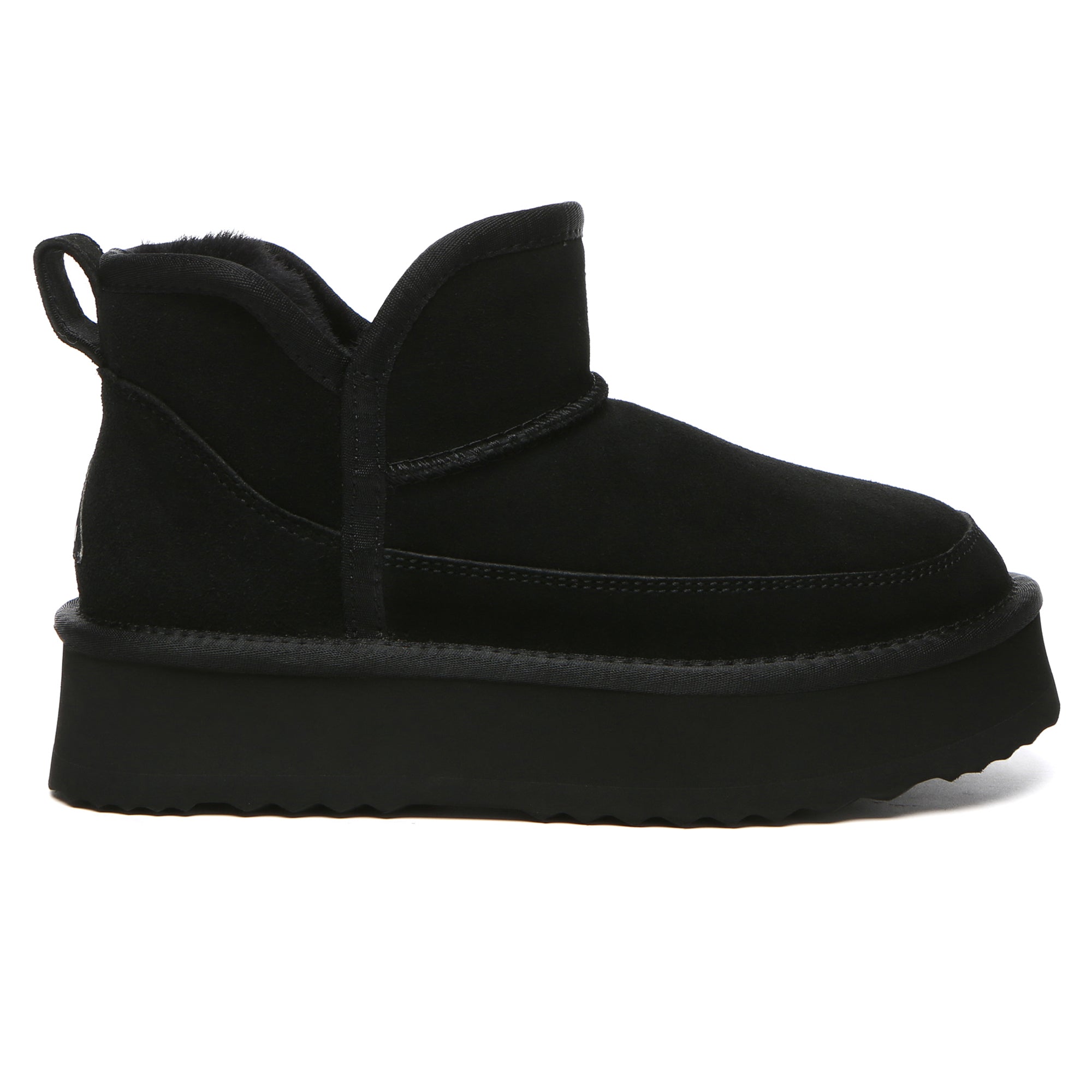 EverUgg V ankle ultra mini platform UGG boots for women, featuring a sleek design with a rounded toe and chunky sole.