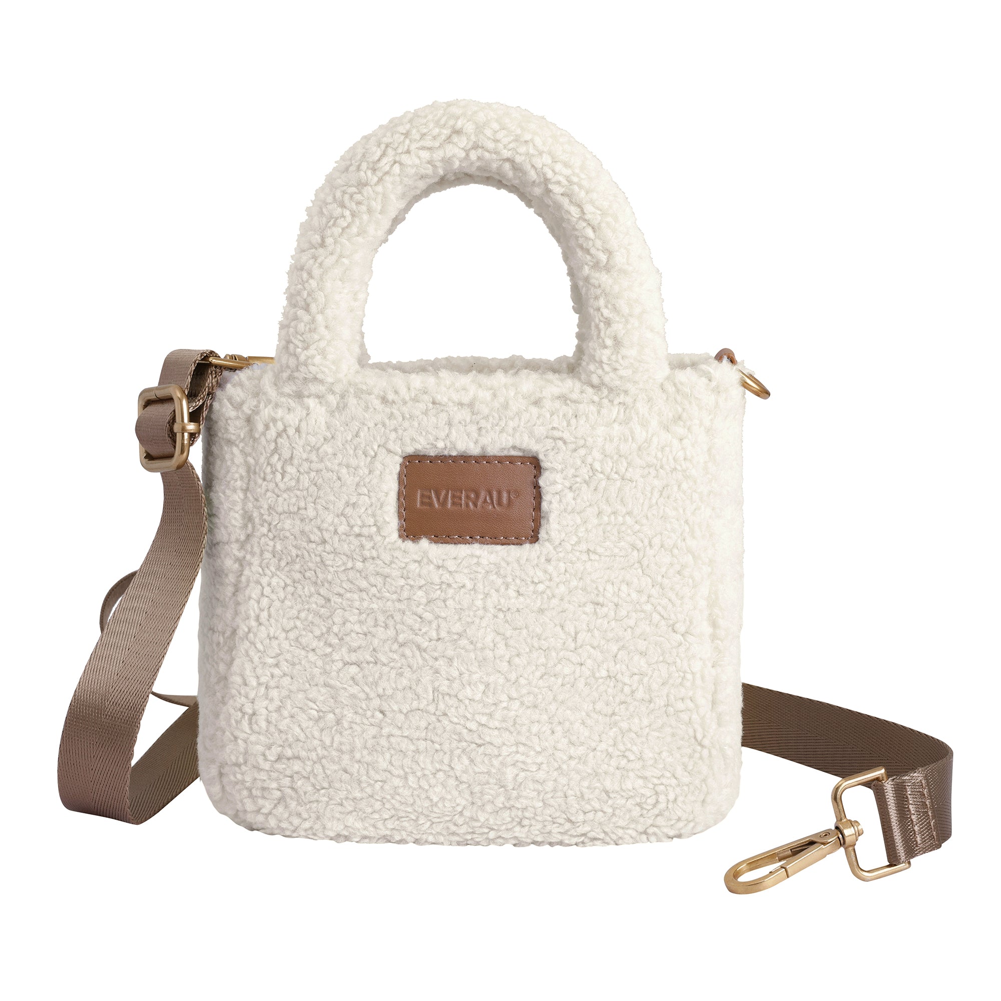 Cream vegan adjustable shoulder handbag by EverUgg, featuring a stylish, compact design with a comfortable strap and minimalist details.