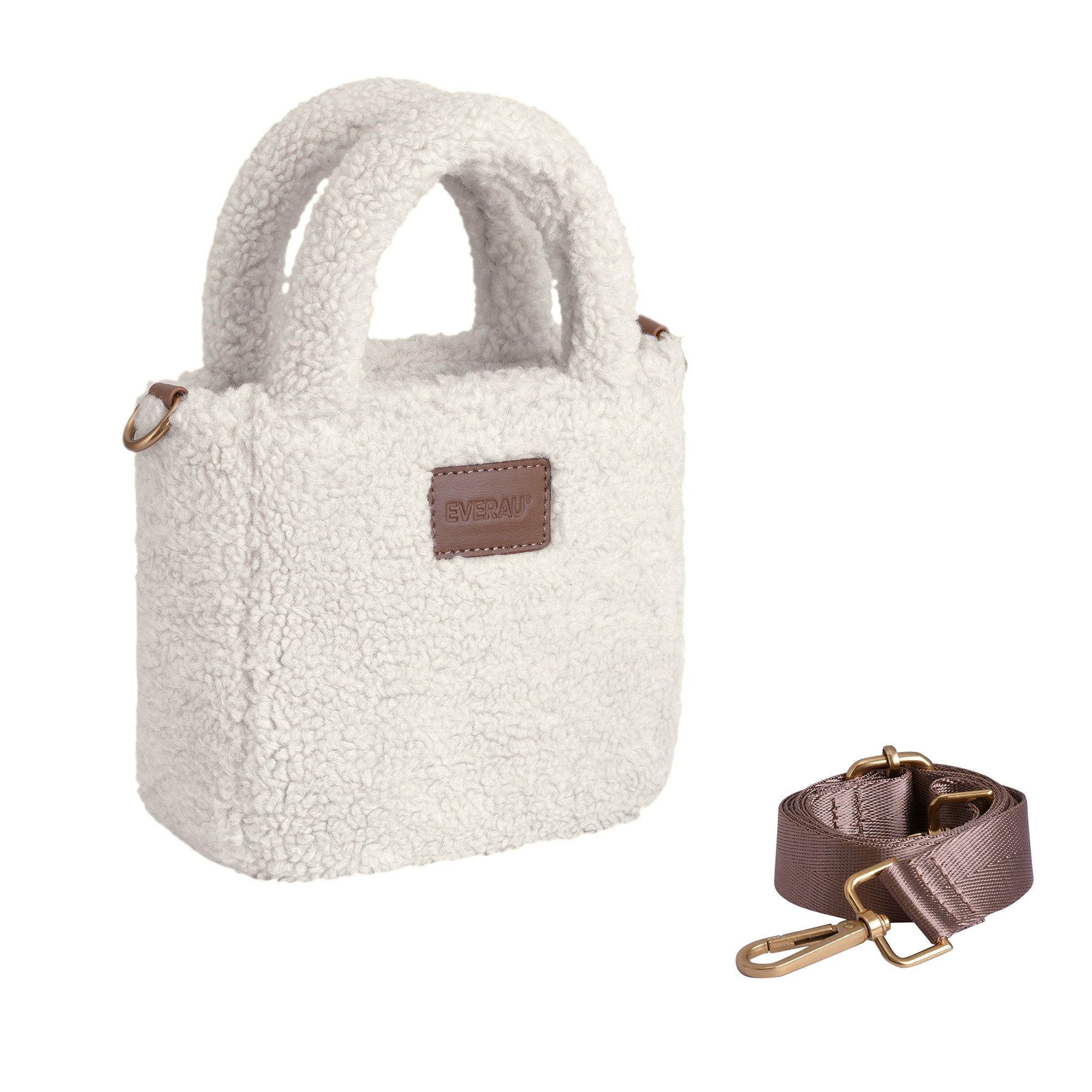 Cream vegan adjustable shoulder handbag by EverUgg with sleek design and versatile strap for stylish accessories.